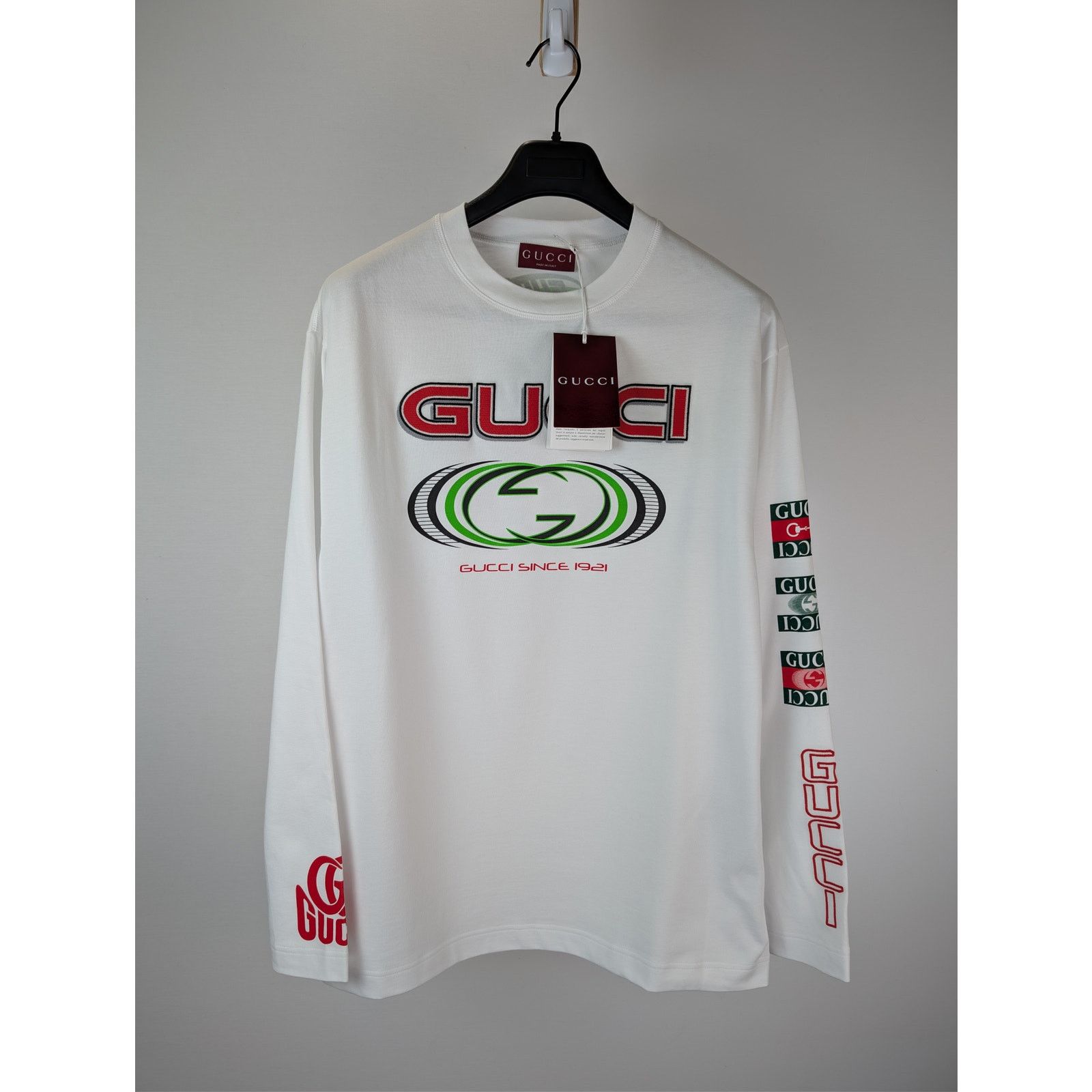 Gucci o1rshd1 Q:2 / Logo-Print Cotton Jersey T-shirt in White Size US M / EU 48-50 / 2 - 1 Thumbnail