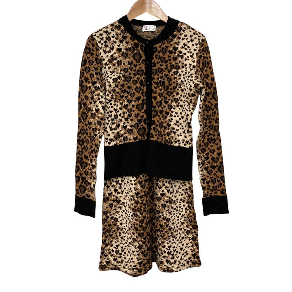 Valentino Valentino RED VALENTINO Heart Leopard Knit 2way Cardigan Dress Ensemble Textile Tops DUTY FREE for USA Size ONE SIZE - 1 Thumbnail