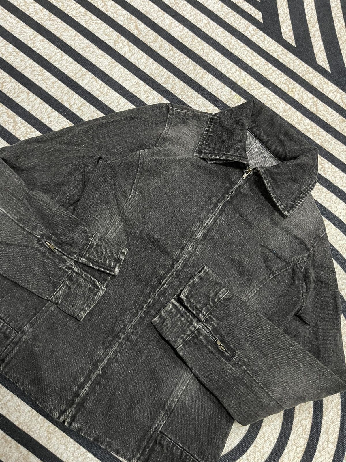 Japanese Brand × Vintage 2000s DIOR INSPIRED DENIM BIKER JACKET ALL BLACK Size S / US 4 / IT 40 - 5 Thumbnail