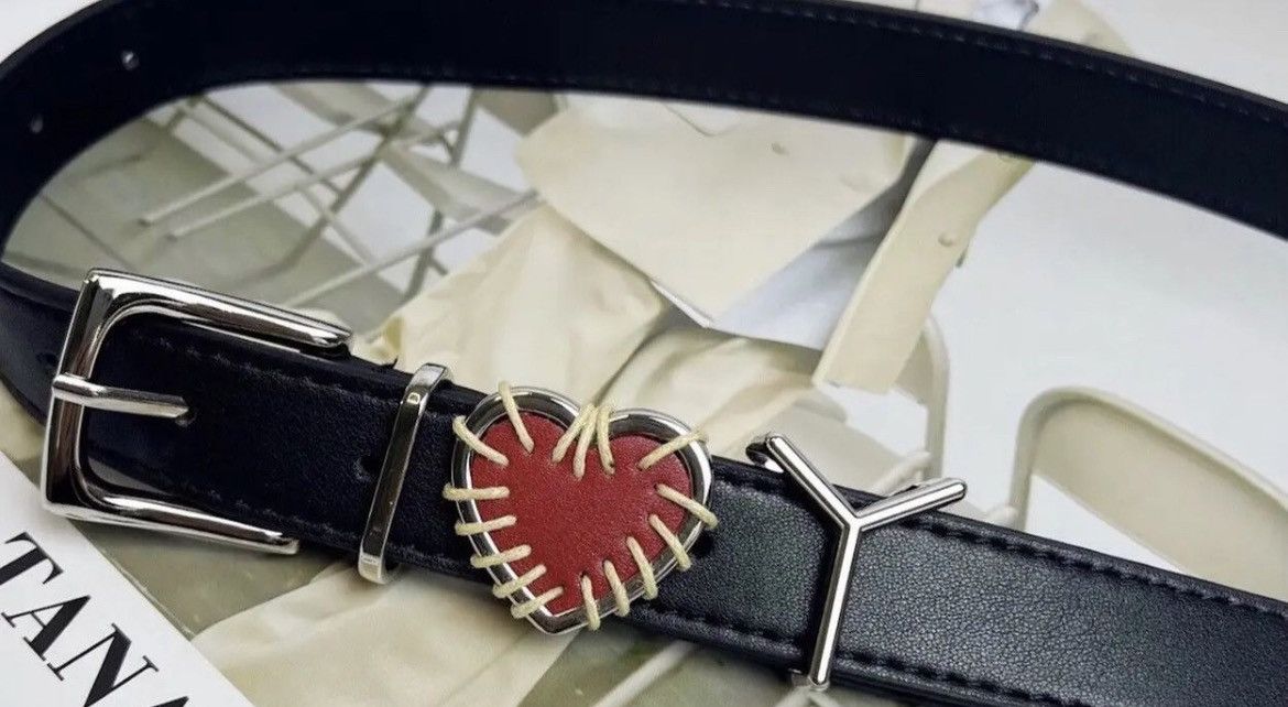 Japanese Brand × Vintage Retro black I LOVE YOU heart pu leather belt Size ONE SIZE - 2 Thumbnail