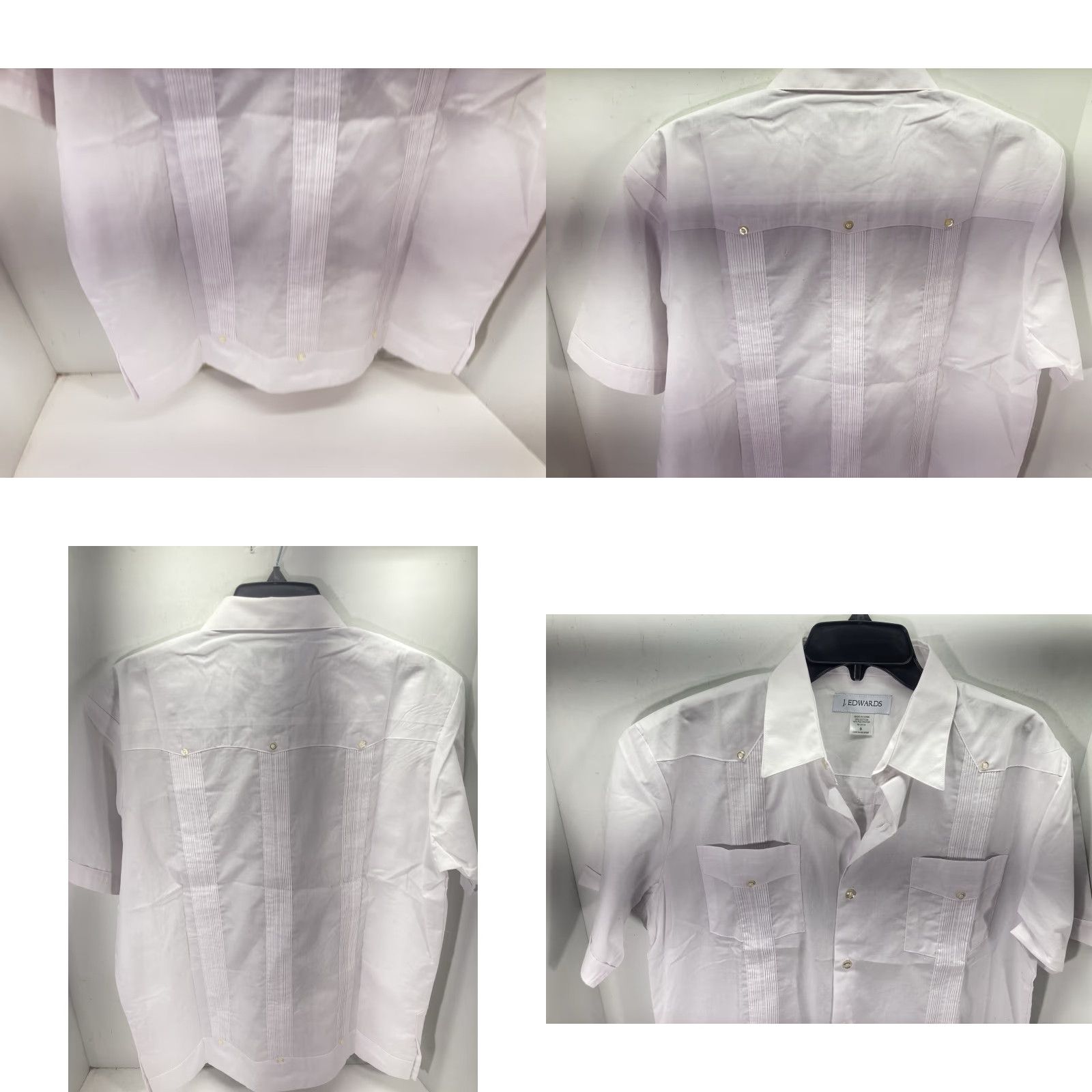 Vintage J Edwards Guayabera Cabana Wedding Shirt Men Small White Button Short Sleeve Mens Shirts Size US S / EU 44-46 / 1 - 8 Thumbnail