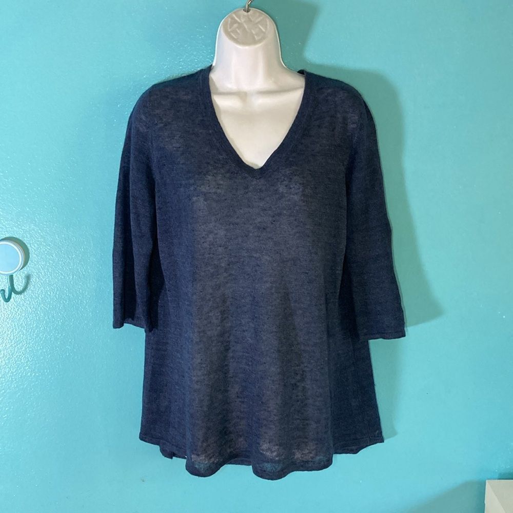 Wolford Belford Womens Size M Blue Knit Linen Pullover V-Neck Sweate Size M / US 6-8 / IT 42-44 - 1 Thumbnail