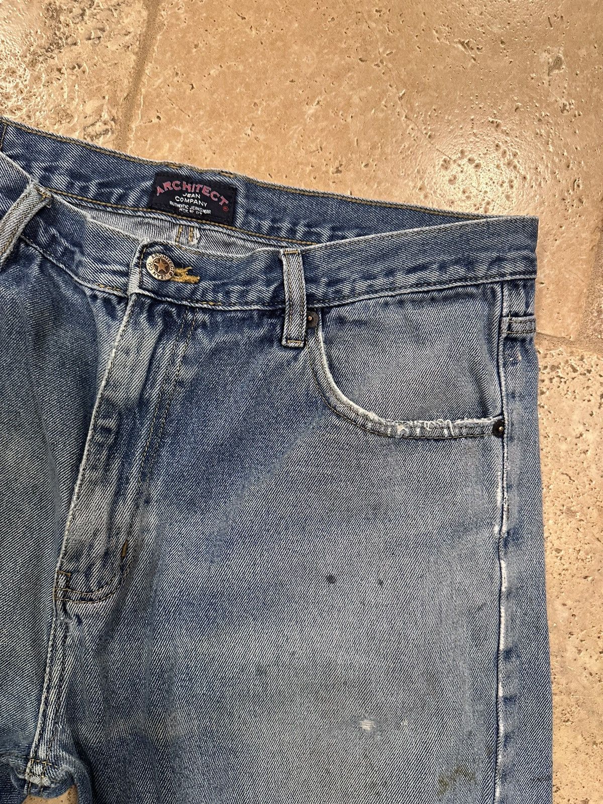 Architect × Vintage Vintage Architect Distressed Stone Paint Denim Blue Jeans Size US 36 / EU 52 - 5 Thumbnail