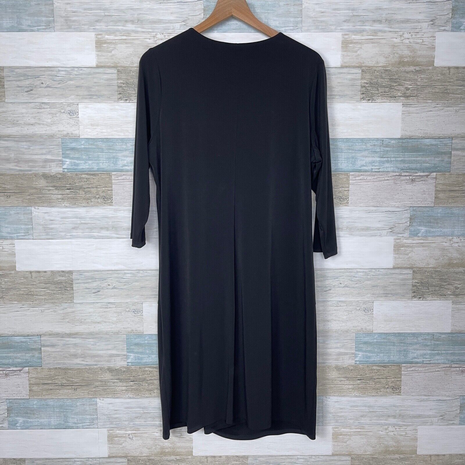 Calvin Klein Calvin Klein Ruched Faux Wrap Jersey Dress Black Zippers 0X Size XL / US 12-14 / IT 48-50 - 4 Thumbnail