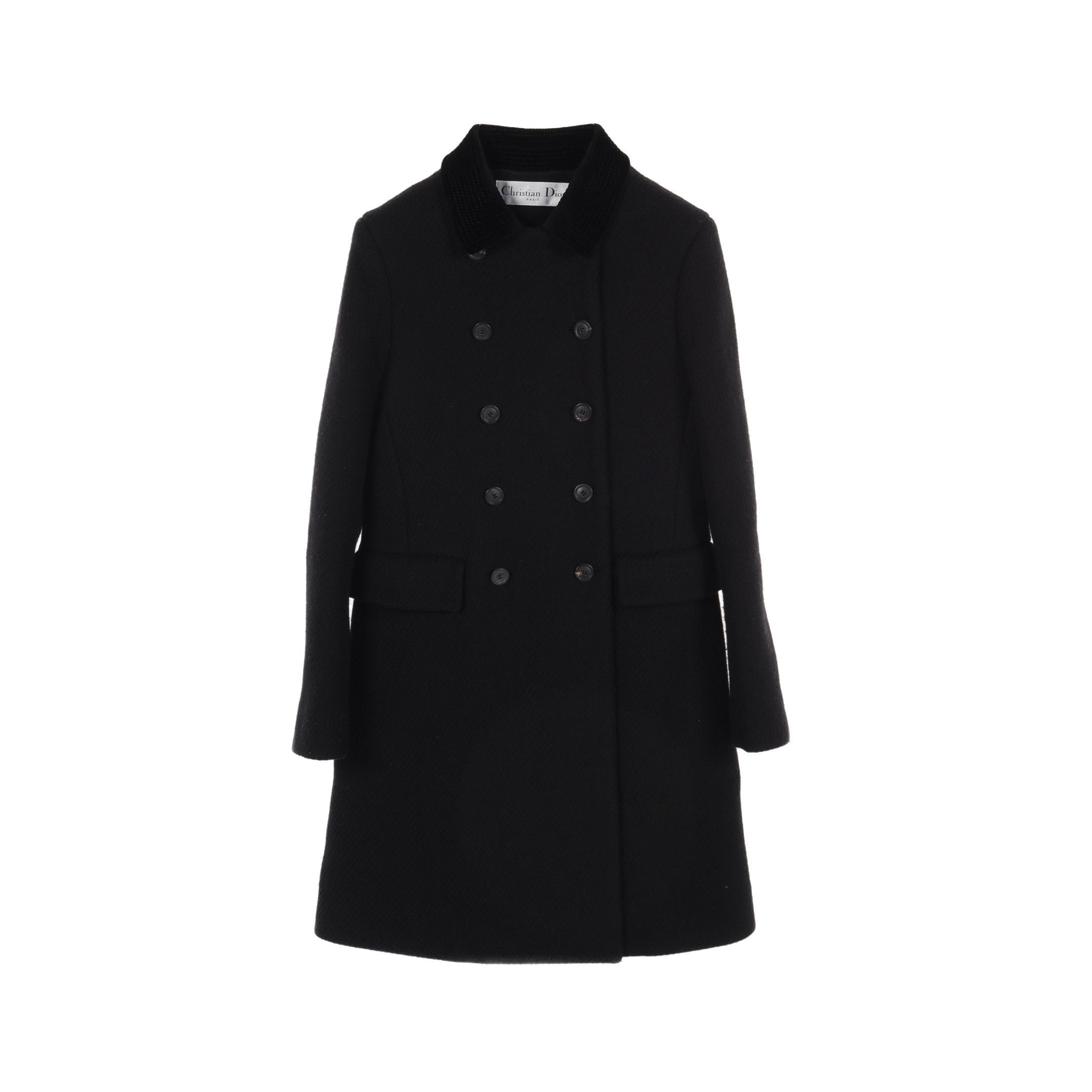 Dior Dior Coat Wool Black Double Breasted Size ONE SIZE - 1 Thumbnail