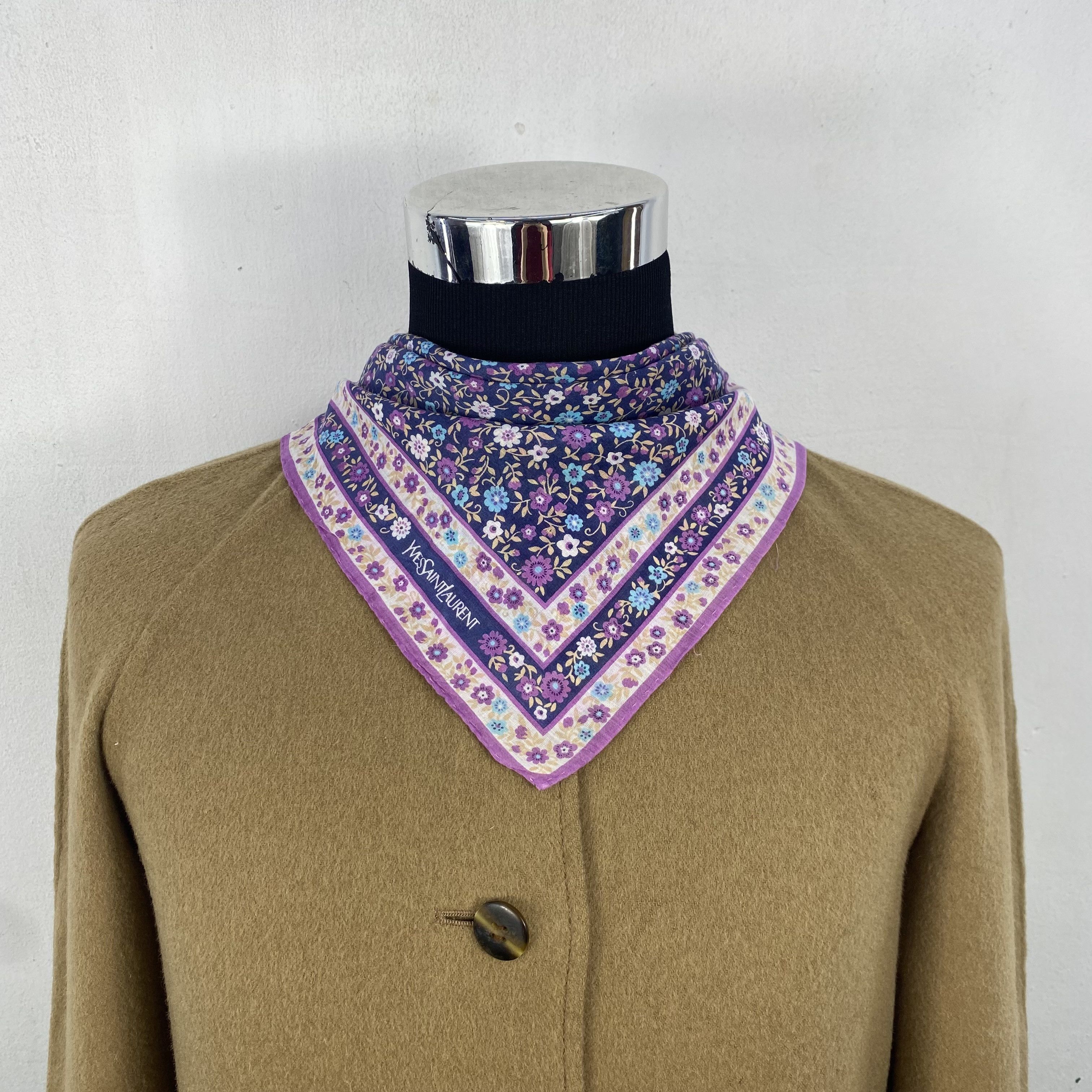 Vintage Vintage Yves Saint Laurent Floral Cotton Handkerchief Scarf Size ONE SIZE - 2 Thumbnail