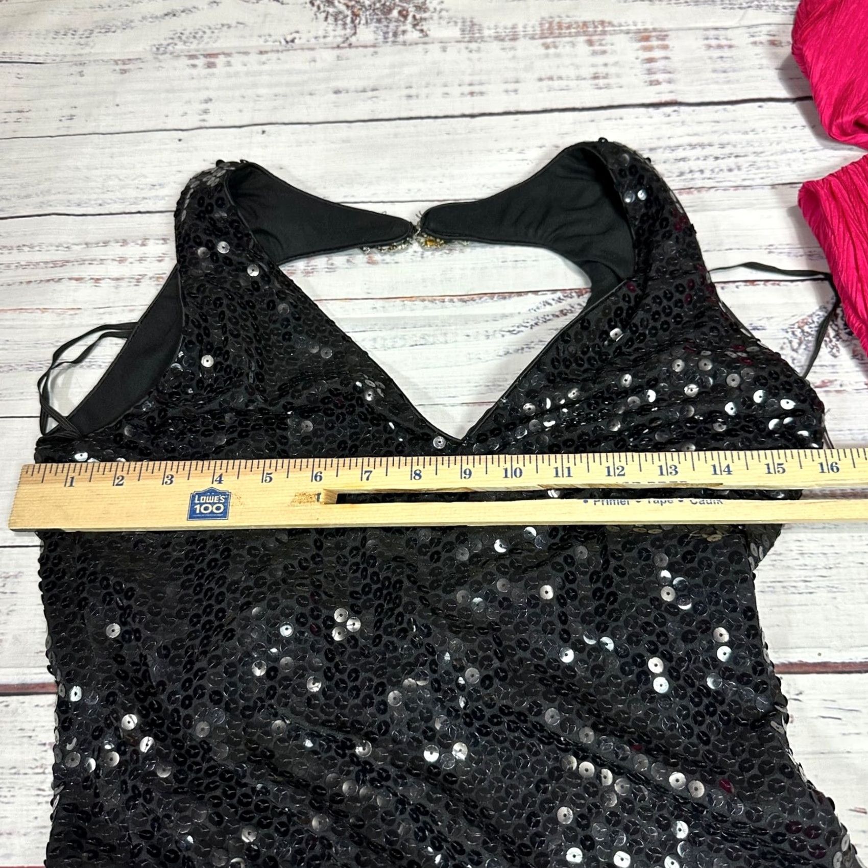 Vintage VINTAGE A.J. Bari Mermaid Dress Shirt Bow Back Halter Neck Sequined Sz 4 Black Pink Open Back Midi Women Dresses Bow flaw Size S / US 4 / IT 40 - 3 Thumbnail