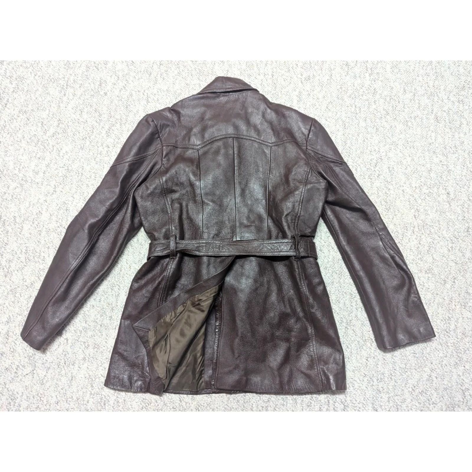 Vintage VINTAGE leather coat SHERLOCK style belted trenchcoat brown S Men Overcoat XS Brown 38 Chest 21" 32" 18" 26" Size US S / EU 44-46 / 1 - 3 Thumbnail