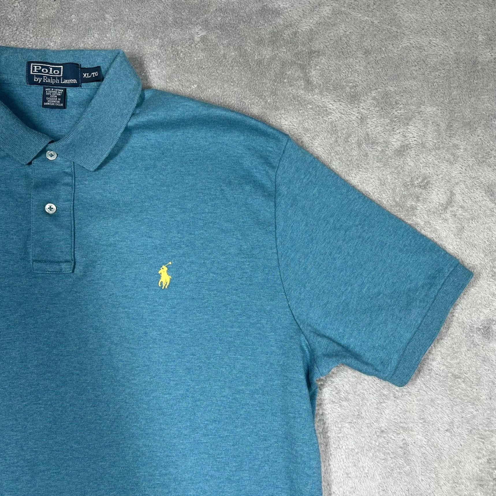 Ralph Lauren Ralph Lauren Polo Shirt XL Teal Blue Mens Regular Short Sleeve Collared Button Front 100% Cotton Mini Pony Logo Casual EUC 90s Vintage? (No) Size US XL / EU 56 / 4 - 2 Thumbnail
