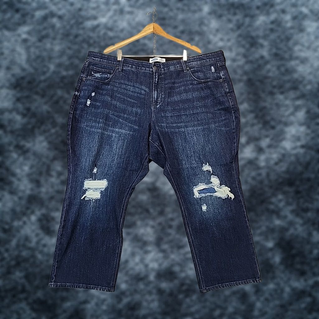 Old Navy VINTAGE Old Navy Women Plus Size 28 Short Power Slim Straight High Rise Distressed Jeans Size 28" / US 6 / IT 42 - 1 Thumbnail