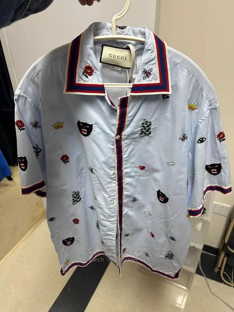 Gucci Gucci Embroidered Short Sleeve Shirt . Size US L / EU 52-54 / 3 - 1 Thumbnail