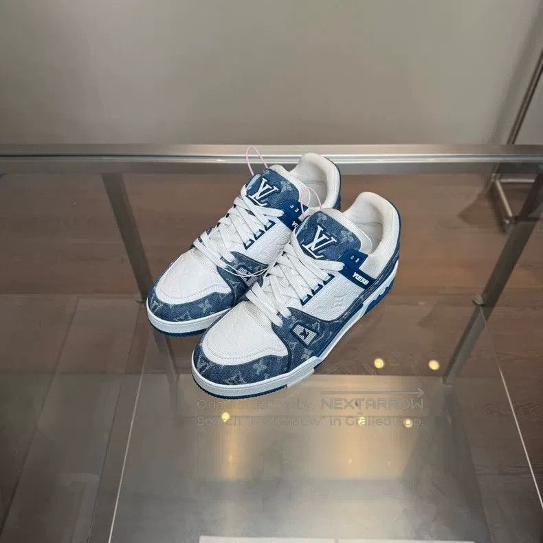 Louis Vuitton Louis Vuitton Trainer White and Blue Denim shoes Size US 9 / EU 42 - 4 Thumbnail