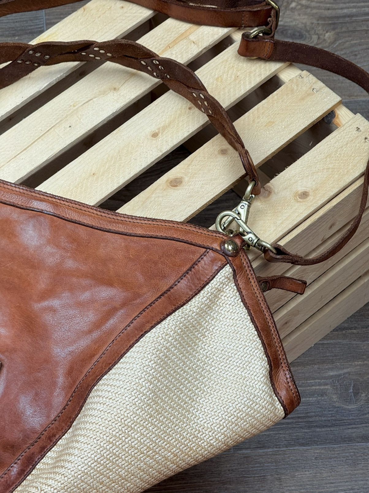 Campomaggi Campomaggi Anna Brown Leather Woven Handbag Crossbody Size ONE SIZE - 10 Thumbnail