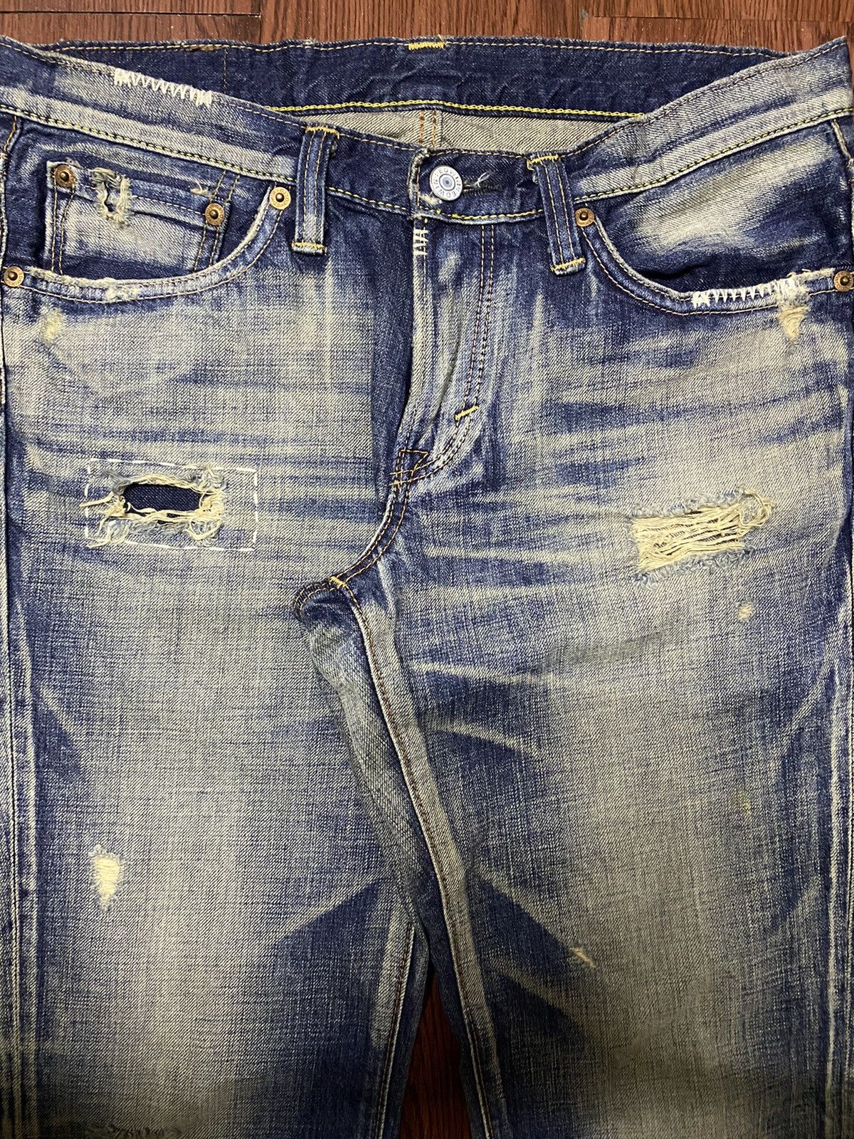 Japanese Brand Vintage Japanesed Brand Edwin MudWash Distressed Fit Jeans Size US 31 - 3 Thumbnail