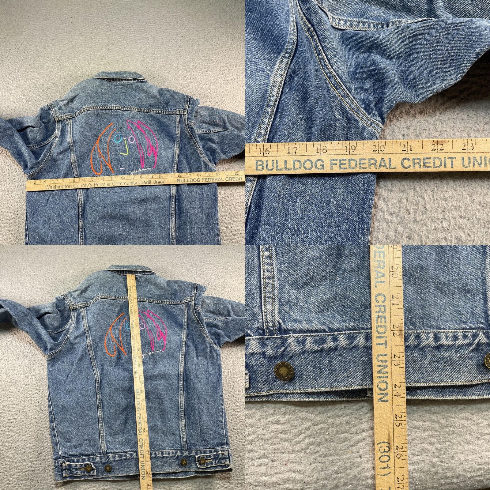 Denime VINTAGE John Lennon Denim Jacket Mens S Blue Imagine The Beatles 90s Trucker Size US S / EU 44-46 / 1 - 10 Thumbnail