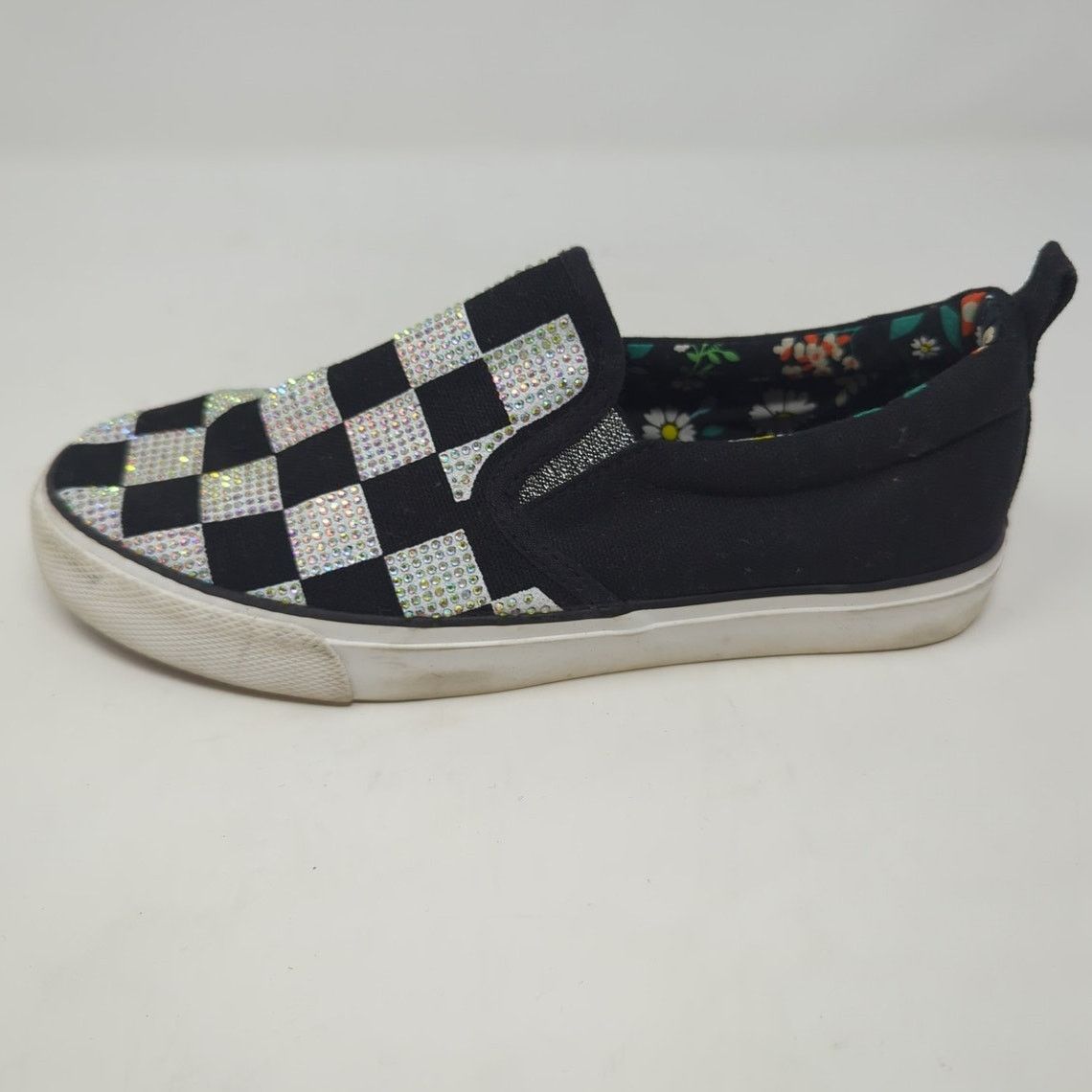 Other Sports Word Checkered Bling Canvas Black White Deck Size 5 Size US 5 / IT 35 - 2 Thumbnail