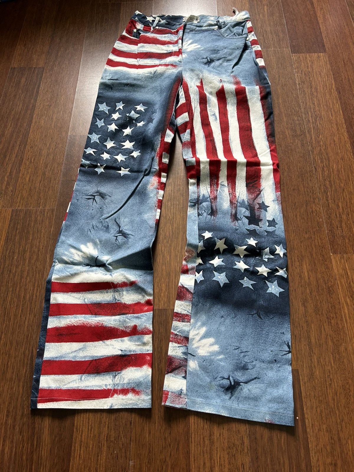 Japanese Brand Vintage American Flag Overprinted Women Jeans Streetwear Y2K Size 30" / US 8 / IT 44 - 3 Thumbnail