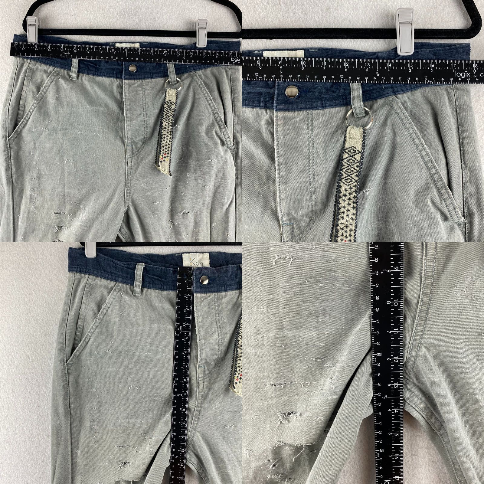 Vintage Koto Pants Mens 33 Gray Distressed Pockets Corduroy Waist Slash Pockets Slim Straight Size US 33 - 8 Thumbnail