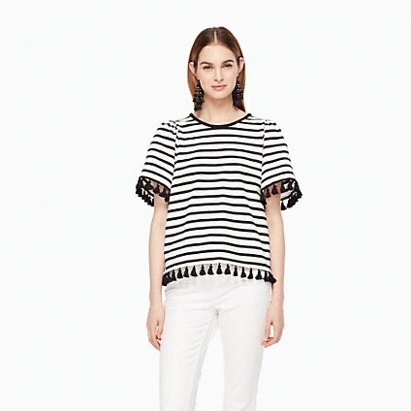 Kate Spade Kate Spade Broome Street Stripe Tassel Flutter Sleeve Top Size XS / US 0-2 / IT 36-38 - 7 Thumbnail
