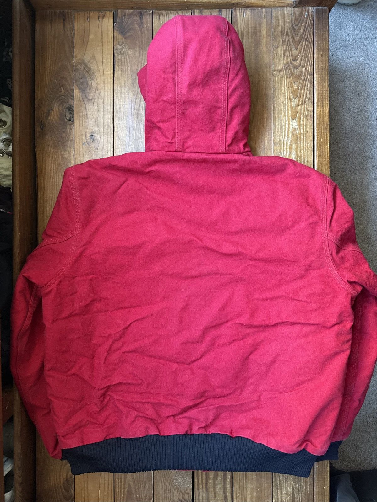 Carhartt Vintage 90s Carhartt J140 Red Hooded Work Jacket Size US L / EU 52-54 / 3 - 3 Thumbnail