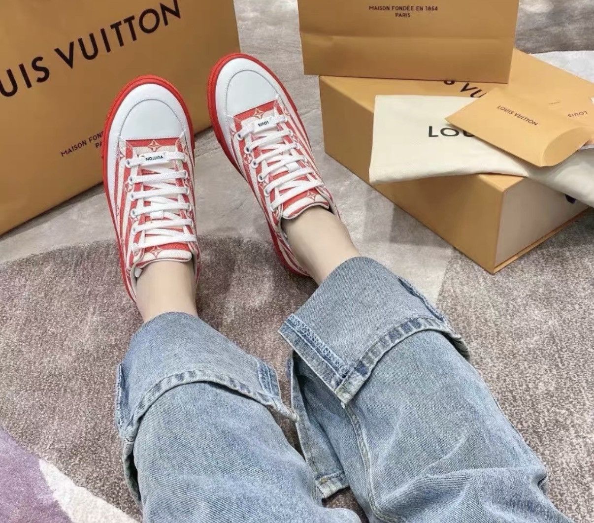 Louis Vuitton Louis Vuitton Stellar Striped Canvas Sneakers J41 Size US 9 / IT 39 - 5 Thumbnail