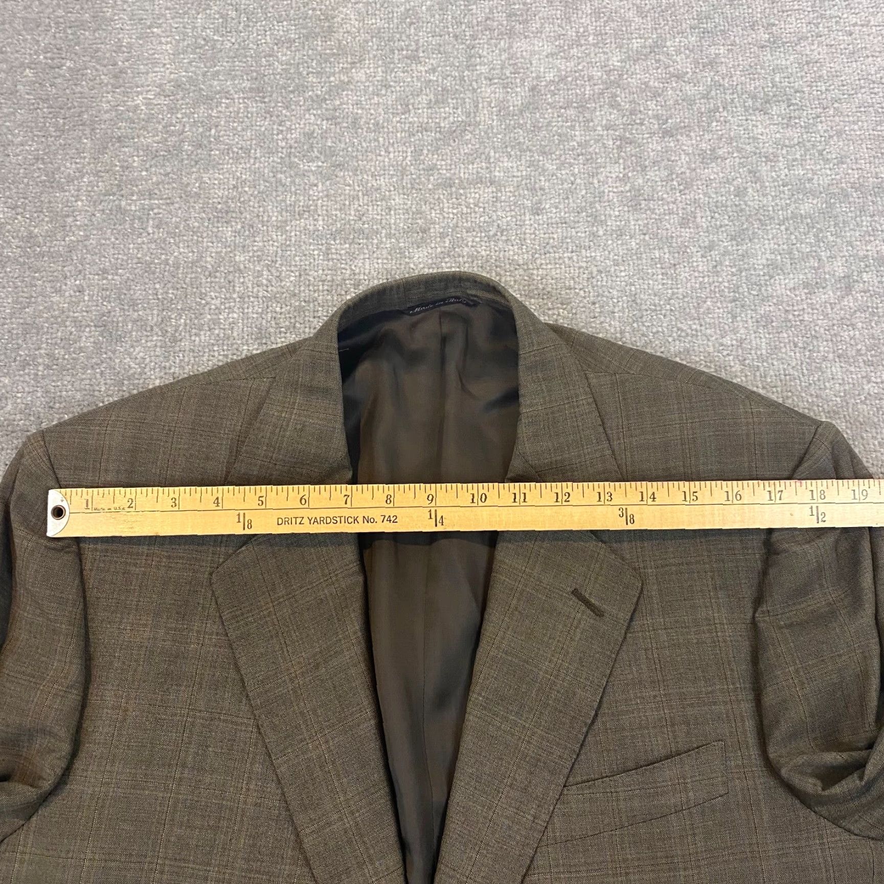 Canali CANALI Blazer Mens EU 54 L US 44 Suit Jacket Brown Wool 2-Button Windowpane Long Regular Size 46R - 7 Thumbnail
