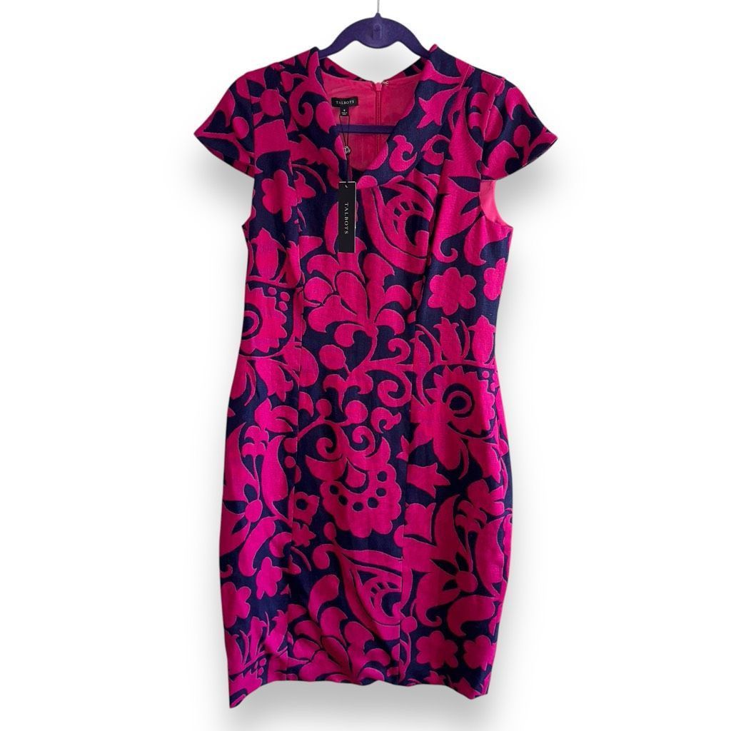 Other NWT Talbots 100% Linen Pink & Navy Cap Sleeve Dress Sz 8 Size M / US 6-8 / IT 42-44 - 1 Thumbnail