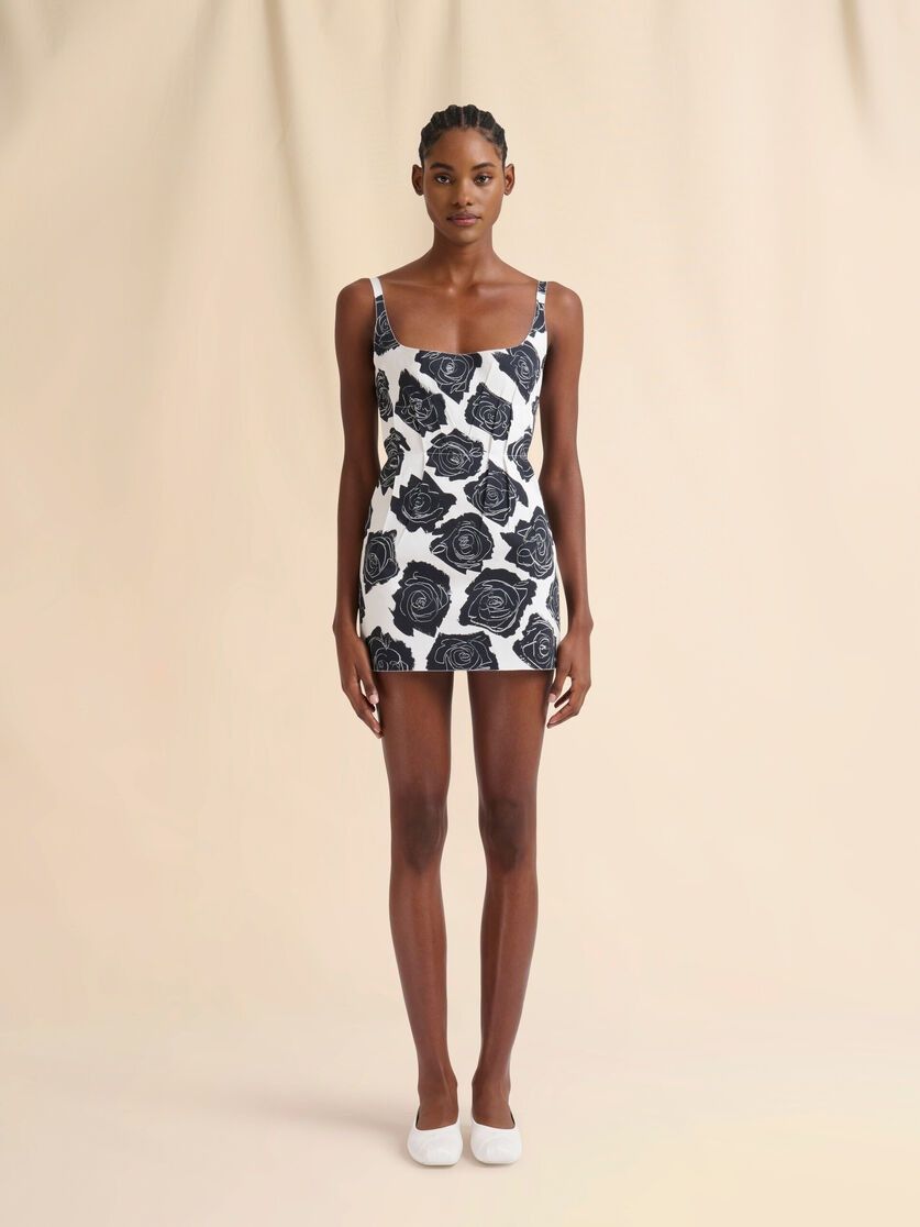 Marni o1f1d3z0326 Bonded Poplin Mini Dress in White/Black Size M / US 6-8 / IT 42-44 - 2 Thumbnail