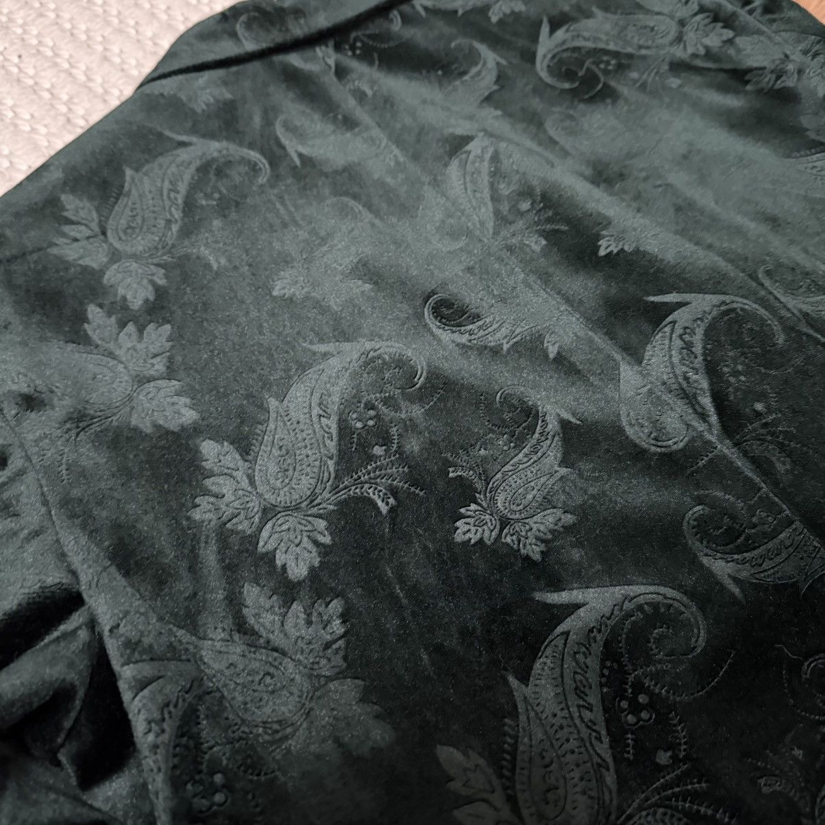 Egara Egara blazer40S Greenvelvet Slim Fit Embossed PaisleyJacket Size 40S - 8 Thumbnail
