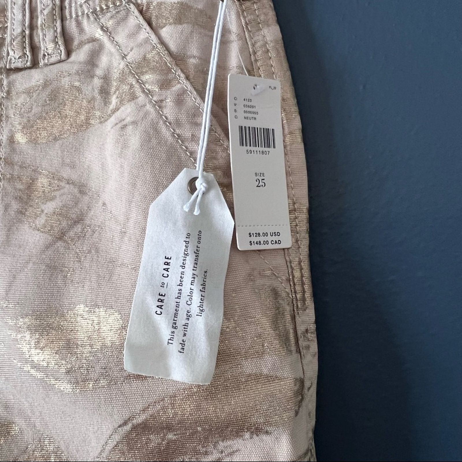 Anthropologie Anthropologie Wanderer utility pant khaki and gold painted Size 28" / US 6 / IT 42 - 9 Thumbnail
