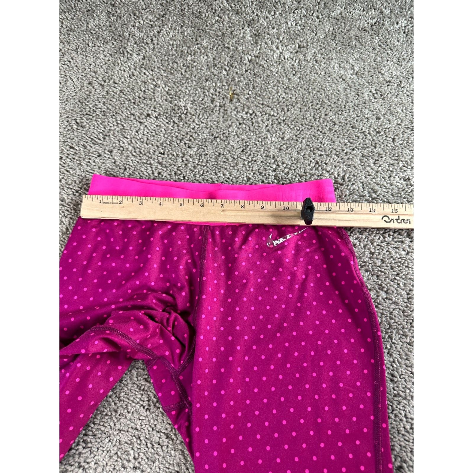 Nike Nike Pro Hyperwarm Leggings Womens S Raspberry Pink Polka Dot Yoga DriFIT Ladies Size 28" / US 6 / IT 42 - 7 Thumbnail