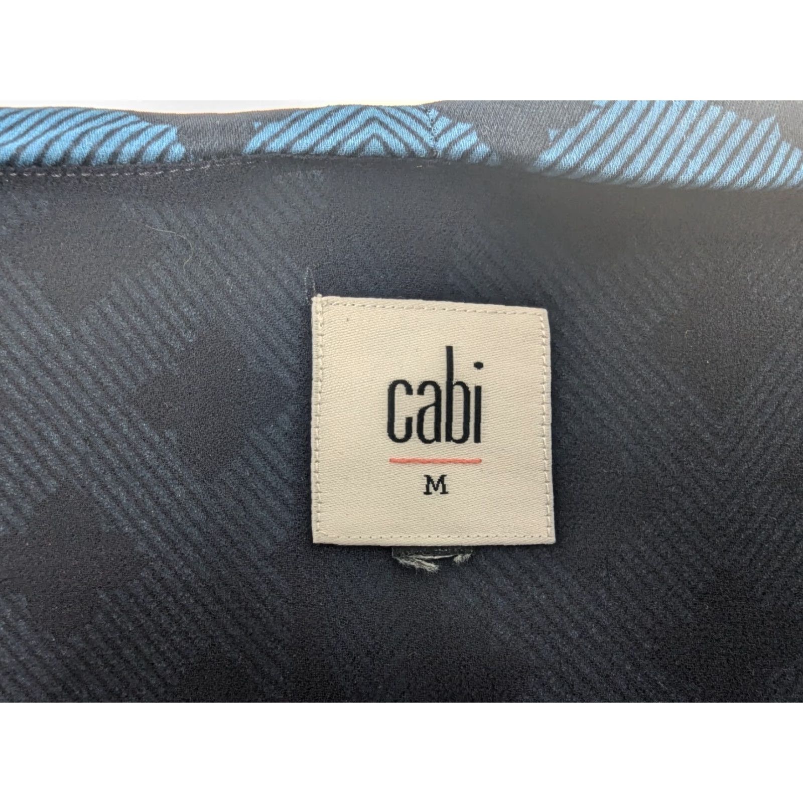 Vintage CAbi Blouse Shirt Cap Sleeve Round Neck Women M Blue Pacific Foulard Peplum Lightweight Geometric Pattern Size M / US 6-8 / IT 42-44 - 7 Thumbnail