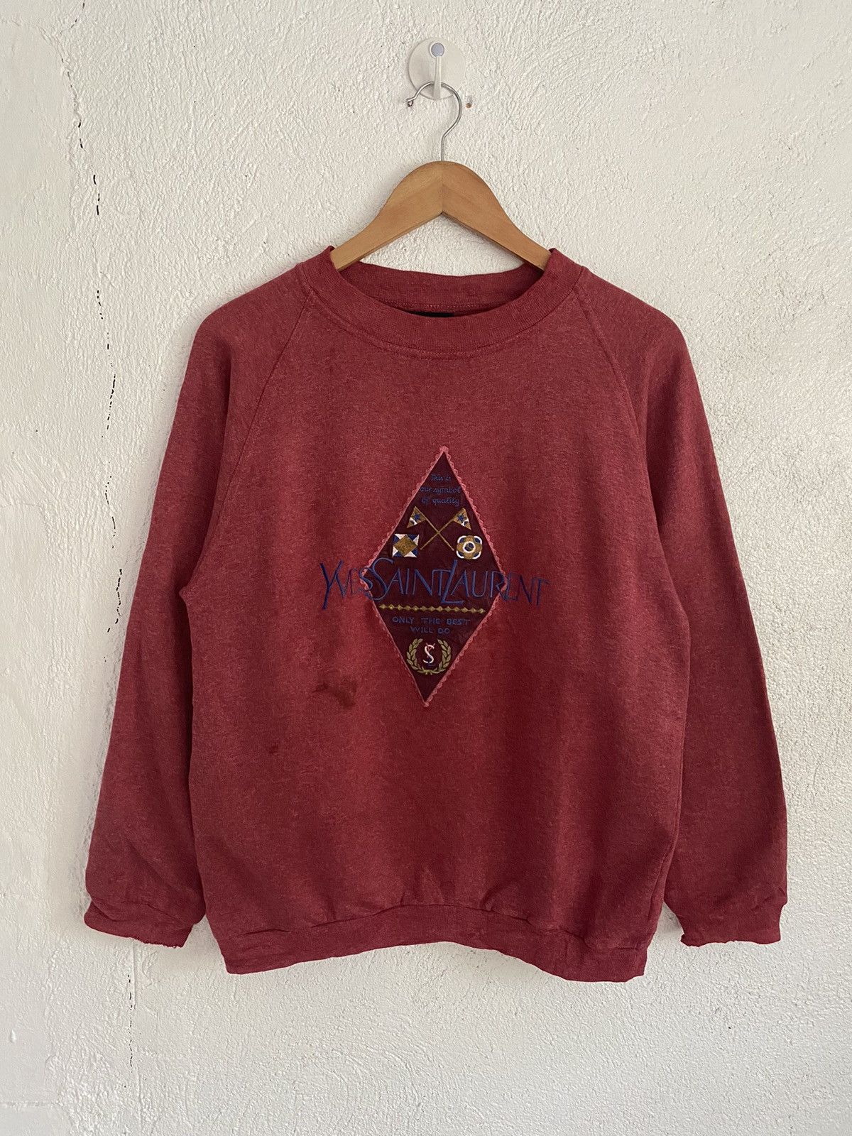 Yves Saint Laurent Vintage Yves Saint Laurent Embroidered Maroon Crewneck Size US S / EU 44-46 / 1 - 1 Thumbnail