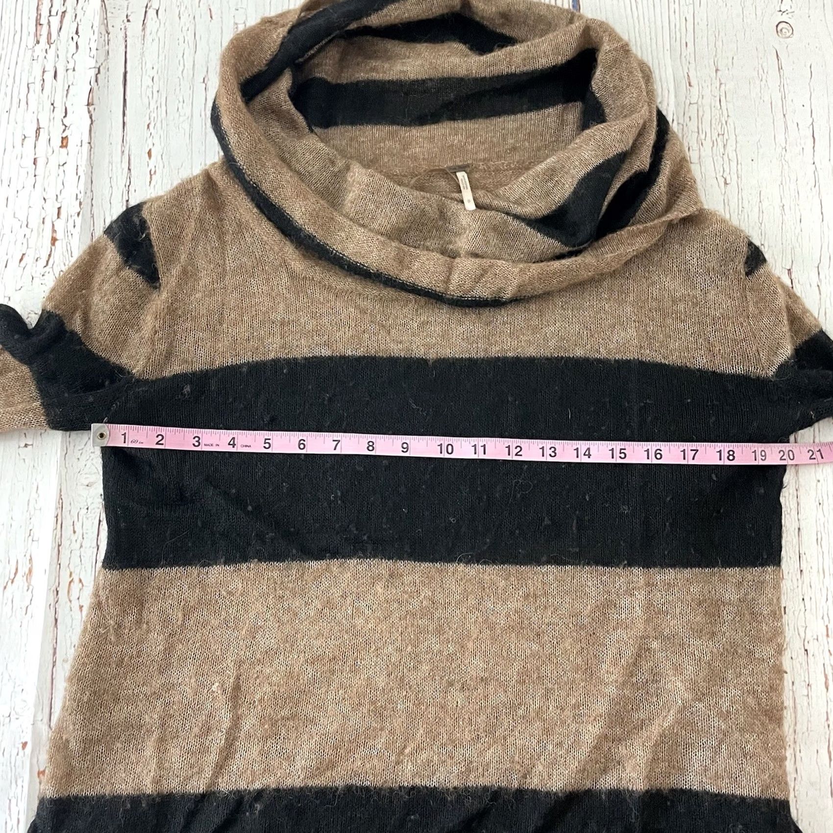 Free People Free People Striped Pullover Alpaca Turtleneck Sweater Womens S Brown Black Size S / US 4 / IT 40 - 6 Thumbnail