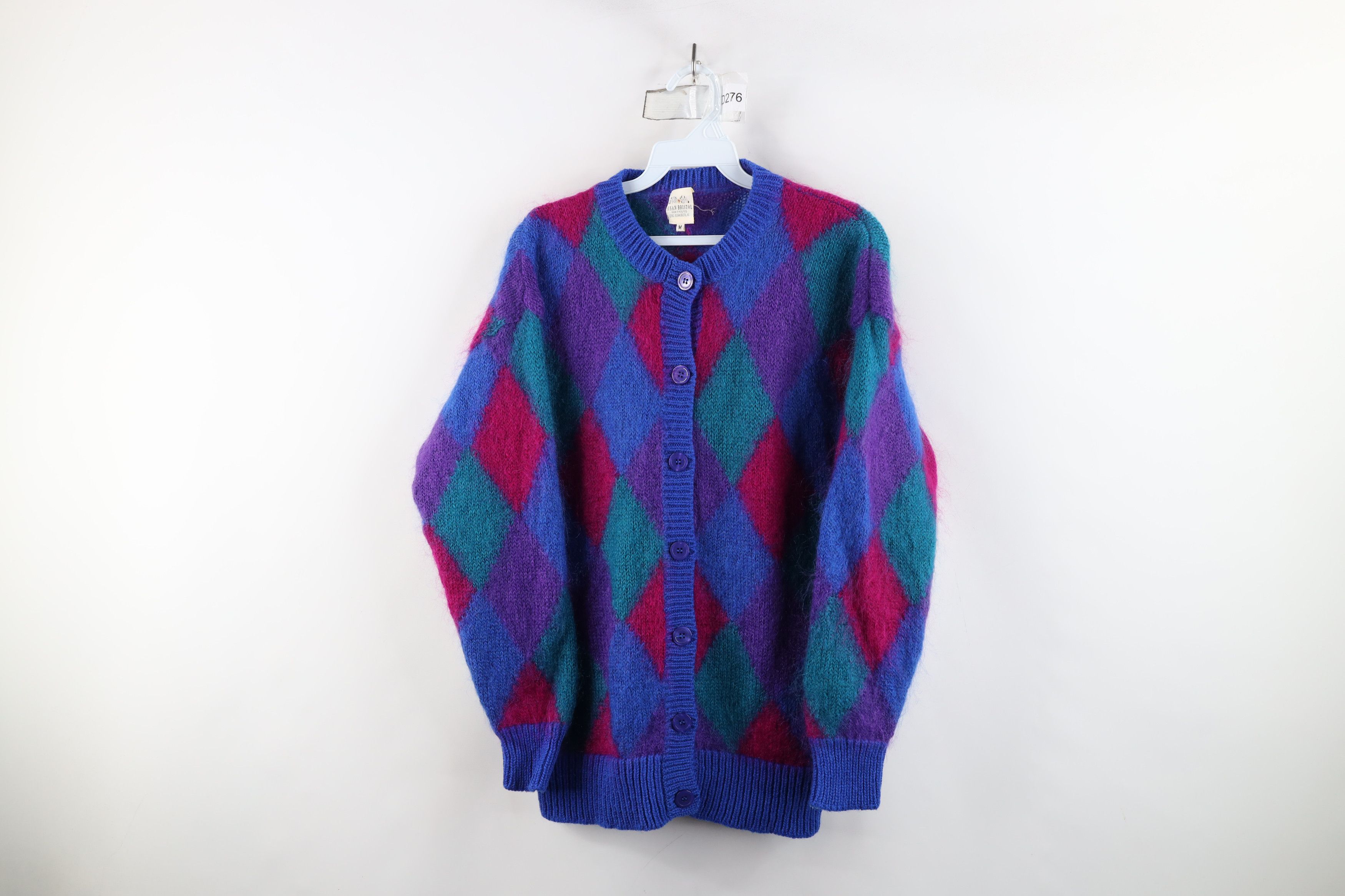 Vintage Vintage 90s Streetwear Mohair Wool Argyle Cardigan Sweater Size M / US 6-8 / IT 42-44 - 1 Thumbnail
