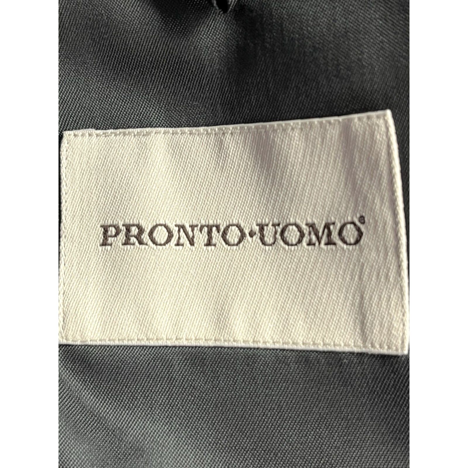 Pronto Uomo Pronto Uomo Blazer Mens 40S Wool 2-Button Close Dark Gray Single-Breasted Notch Lapel Tailored Regular Mens Blazer 40S Gray Wool Jacket Size 40R - 7 Thumbnail