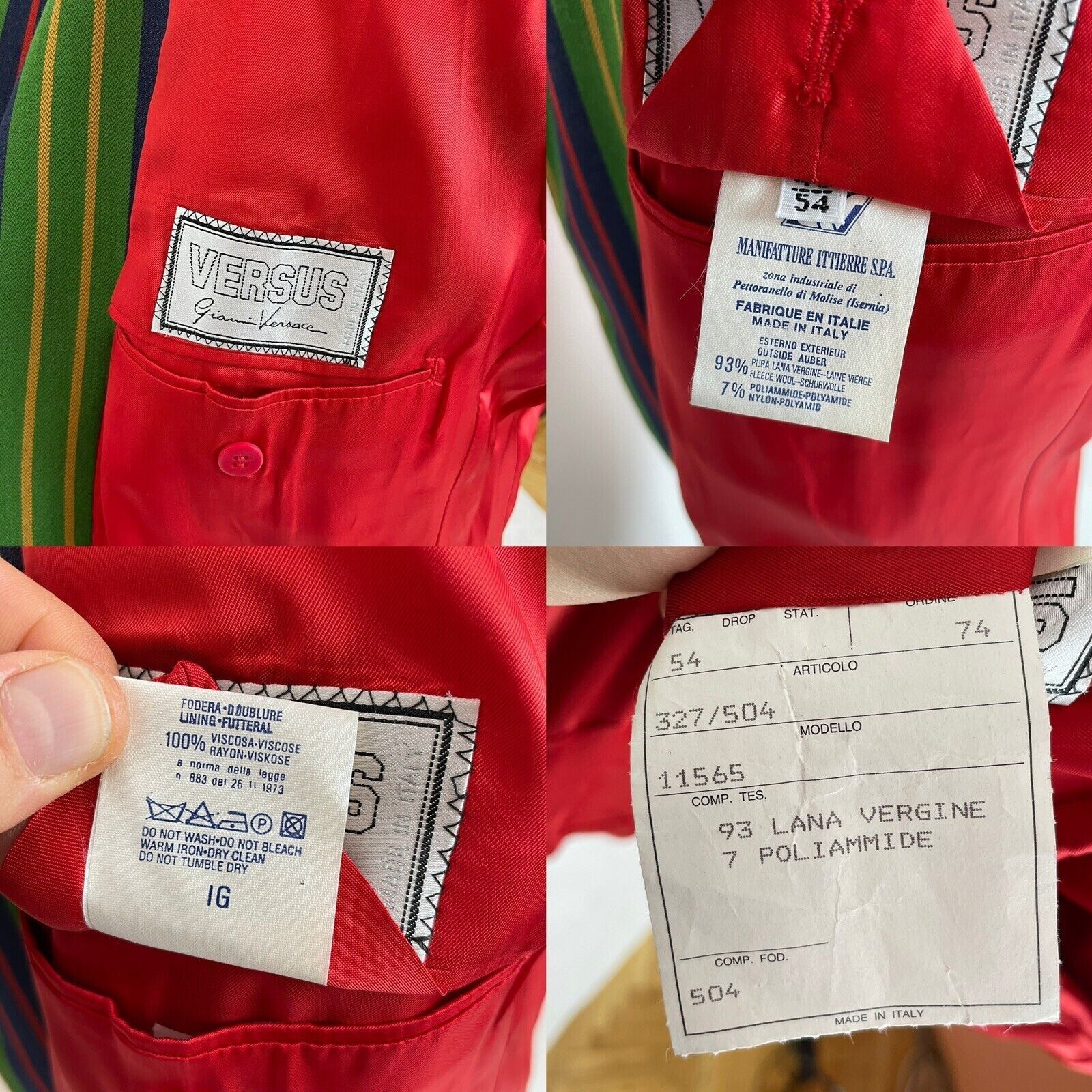 Versus Versace VINTAGE VERSUS GIANNI VERSACE MENS BLAZER STRIPED JACKET Size 44R - 12 Thumbnail