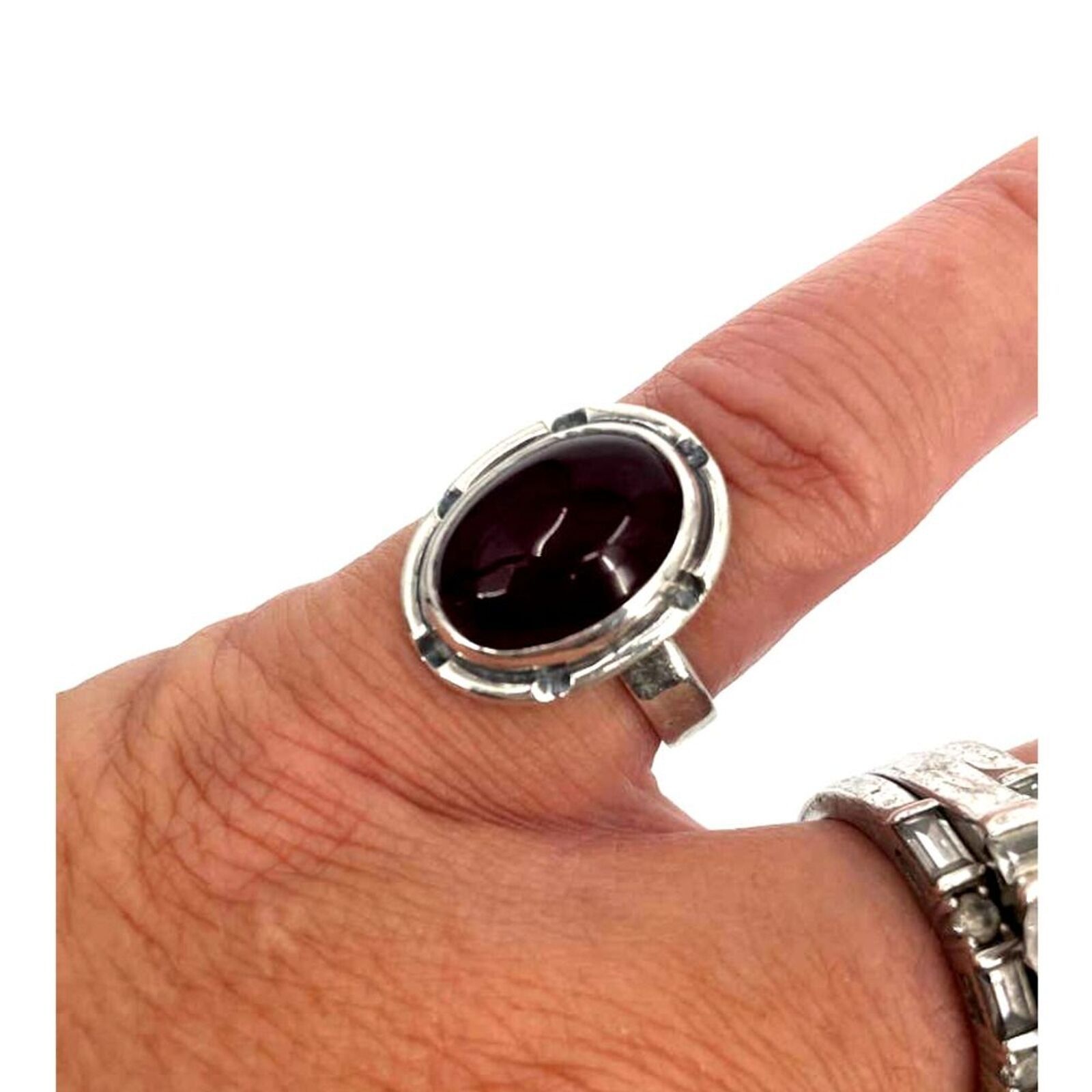 Other Vintage Sterling 925 Stamped Red Coral Gemstone Ring Size ONE SIZE - 1 Thumbnail