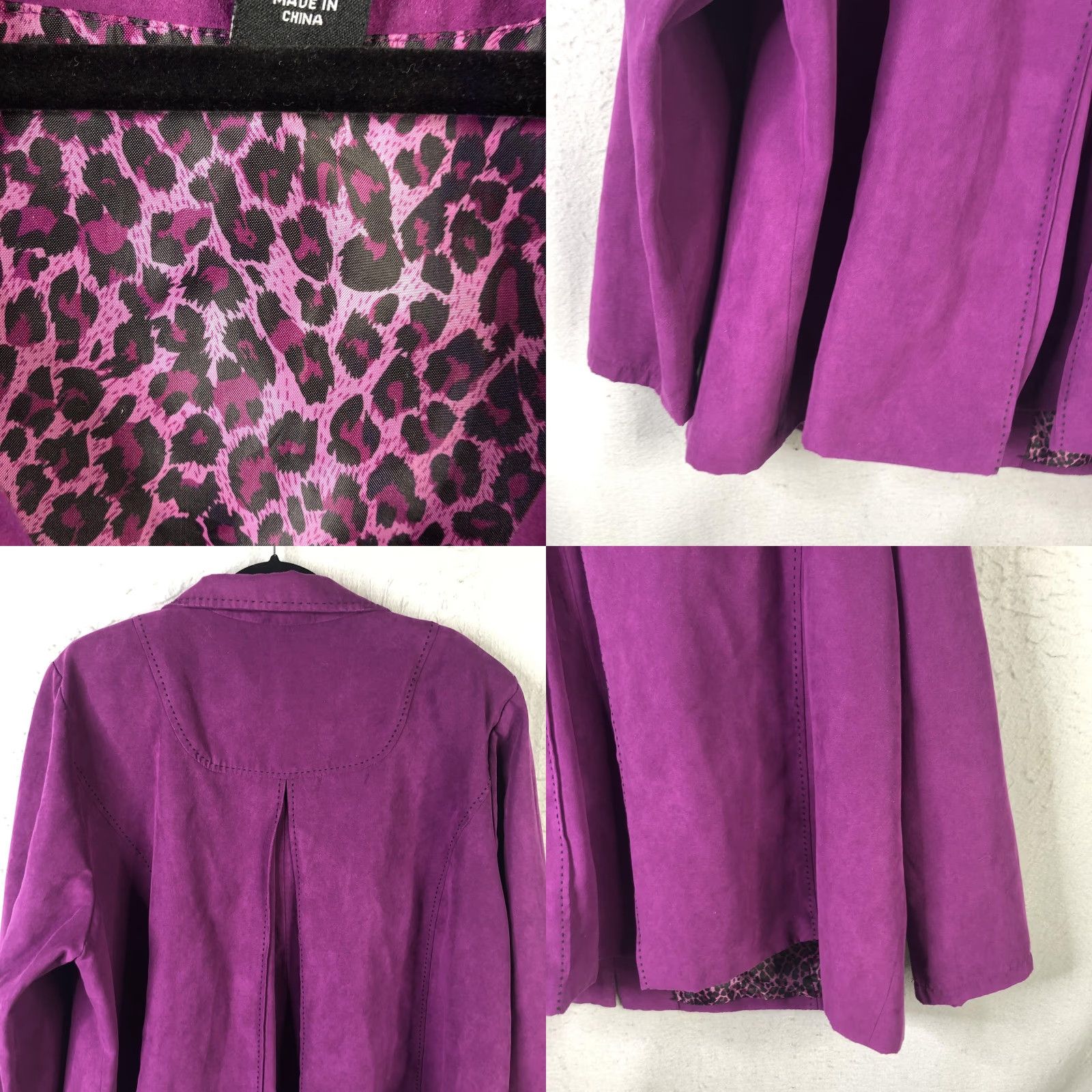 Vintage Maggie Barnes Jacket Womens 3X Purple Faux Suede Leopard Lined Button Front Size XXL / US 16-18 / IT 52-54 - 9 Thumbnail