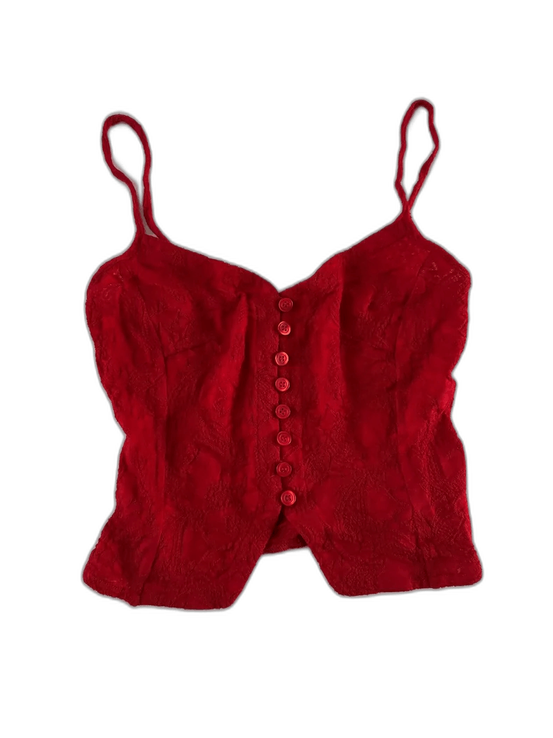 Kenzo Kenzo 80s Red Lace Camisole Top Size S / US 4 / IT 40 - 1 Thumbnail