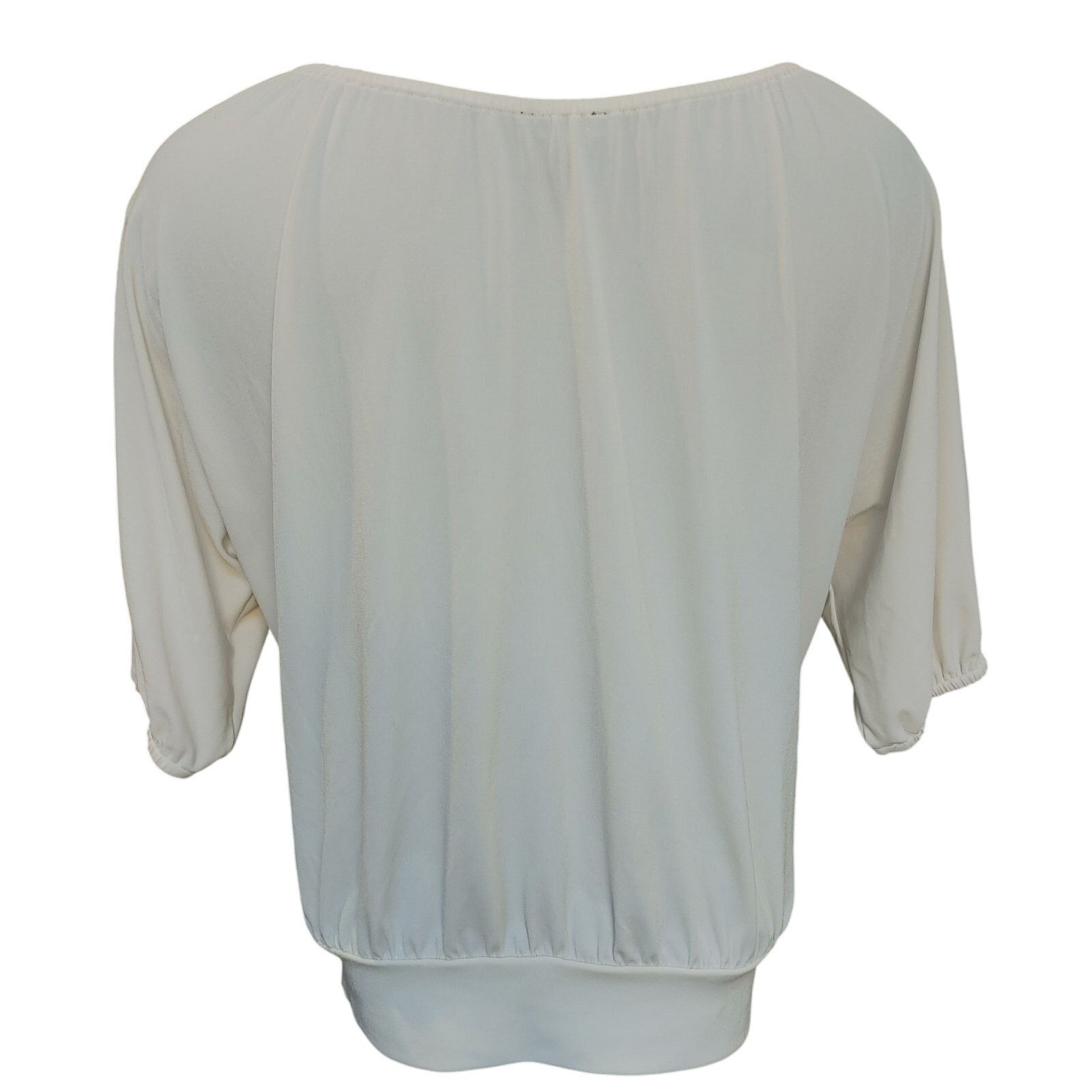 Express Express Womens XS White Round Neck 3/4 Balloon Sleeve Blouse Size XS / US 0-2 / IT 36-38 - 2 Thumbnail