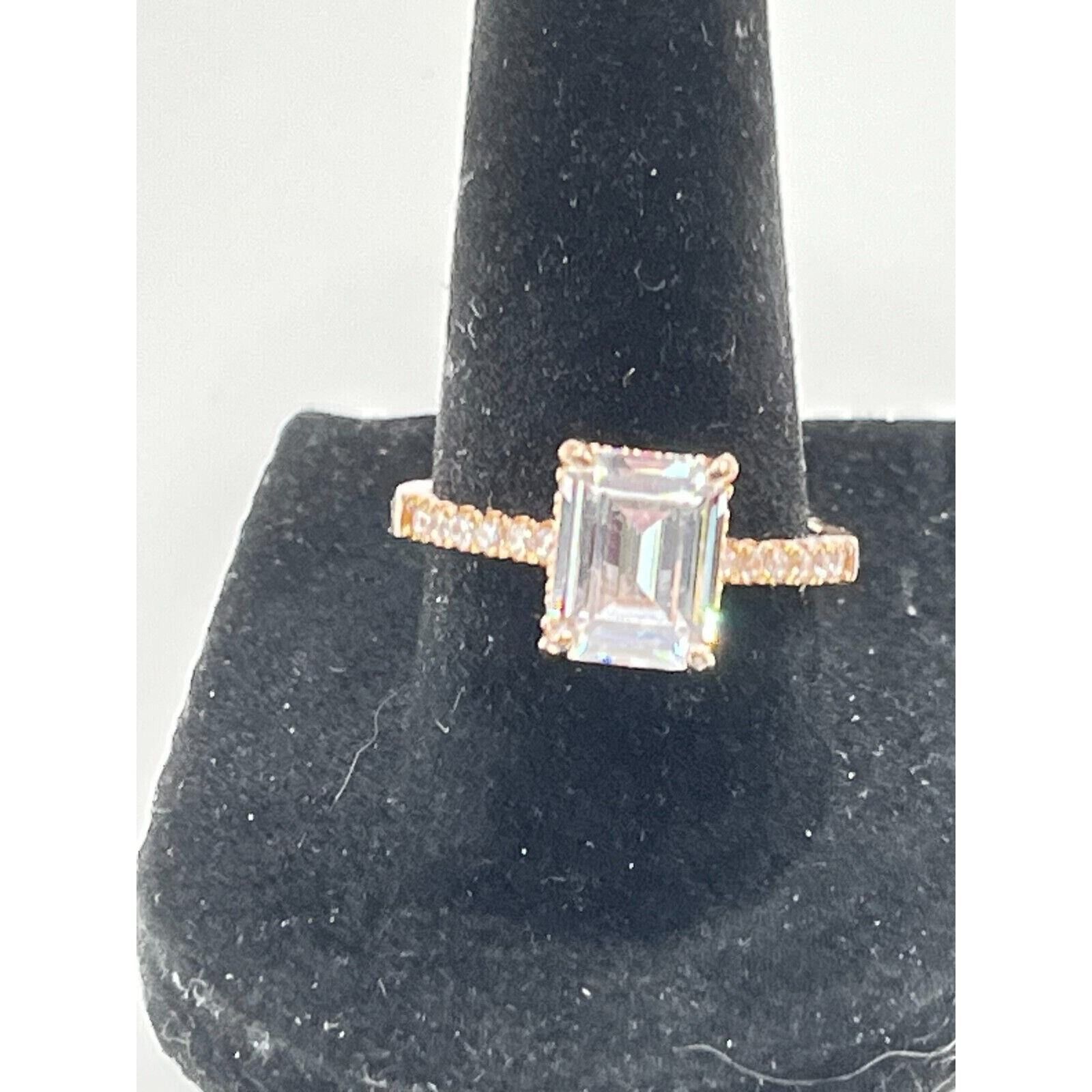 The Unbranded Brand Sterling .925 Emerald Cut CZ Diamond Engagement Ring W Size ONE SIZE - 6 Thumbnail