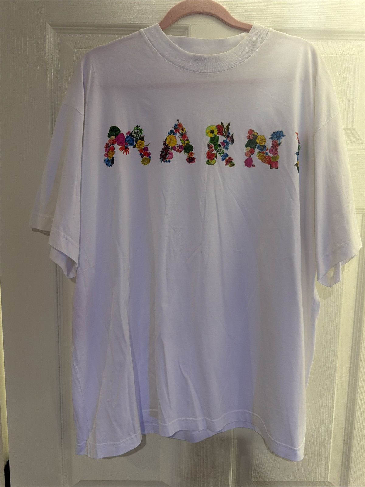 Marni MARNI Short Sleeve Crew Neck Tee White Flora Logo Size 52 Size US XL / EU 56 / 4 - 1 Thumbnail