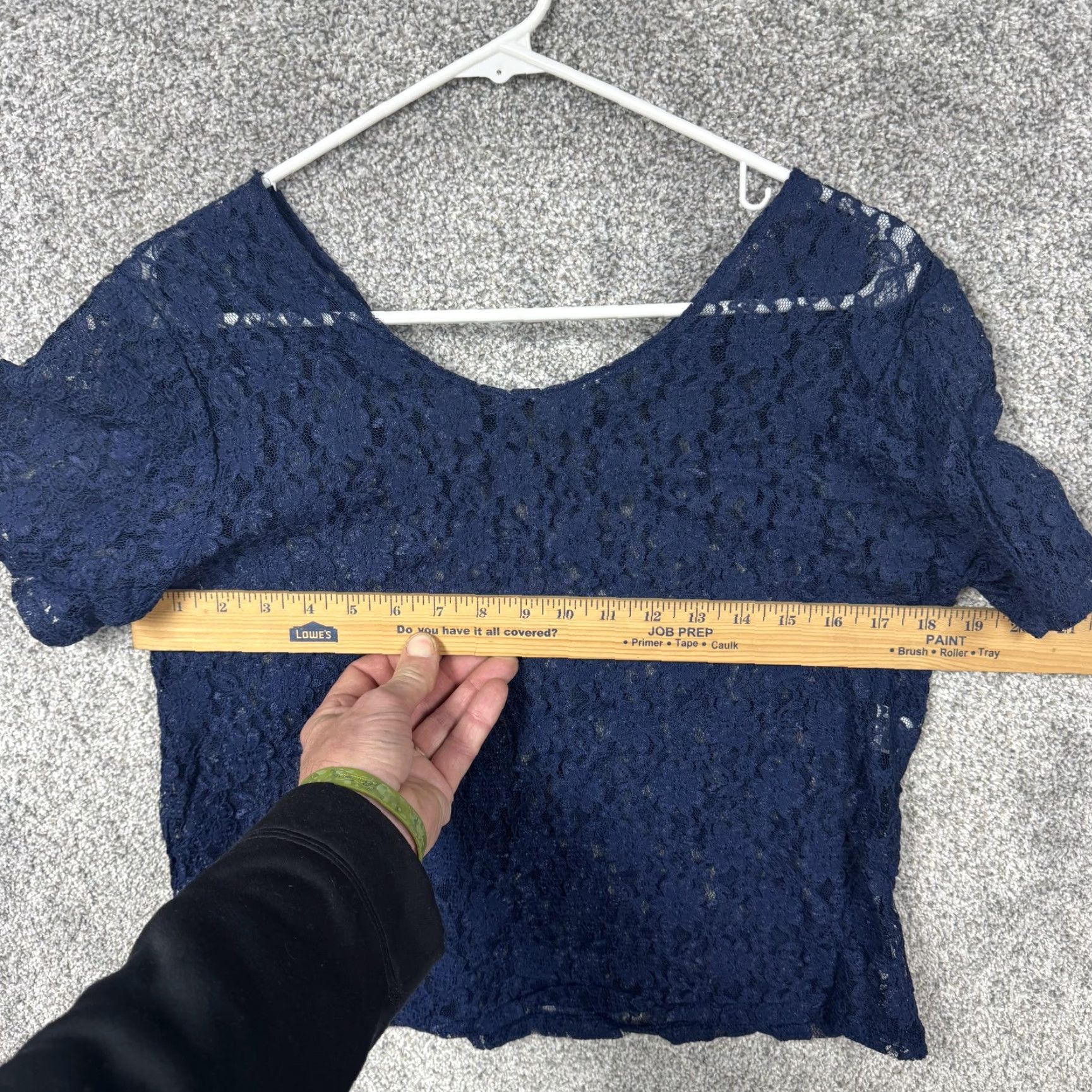 Vintage VINTAGE Lace Top M Blue Sheer Layering Women Blouse Short Sleeve Scoop Neck Size M / US 6-8 / IT 42-44 - 4 Thumbnail