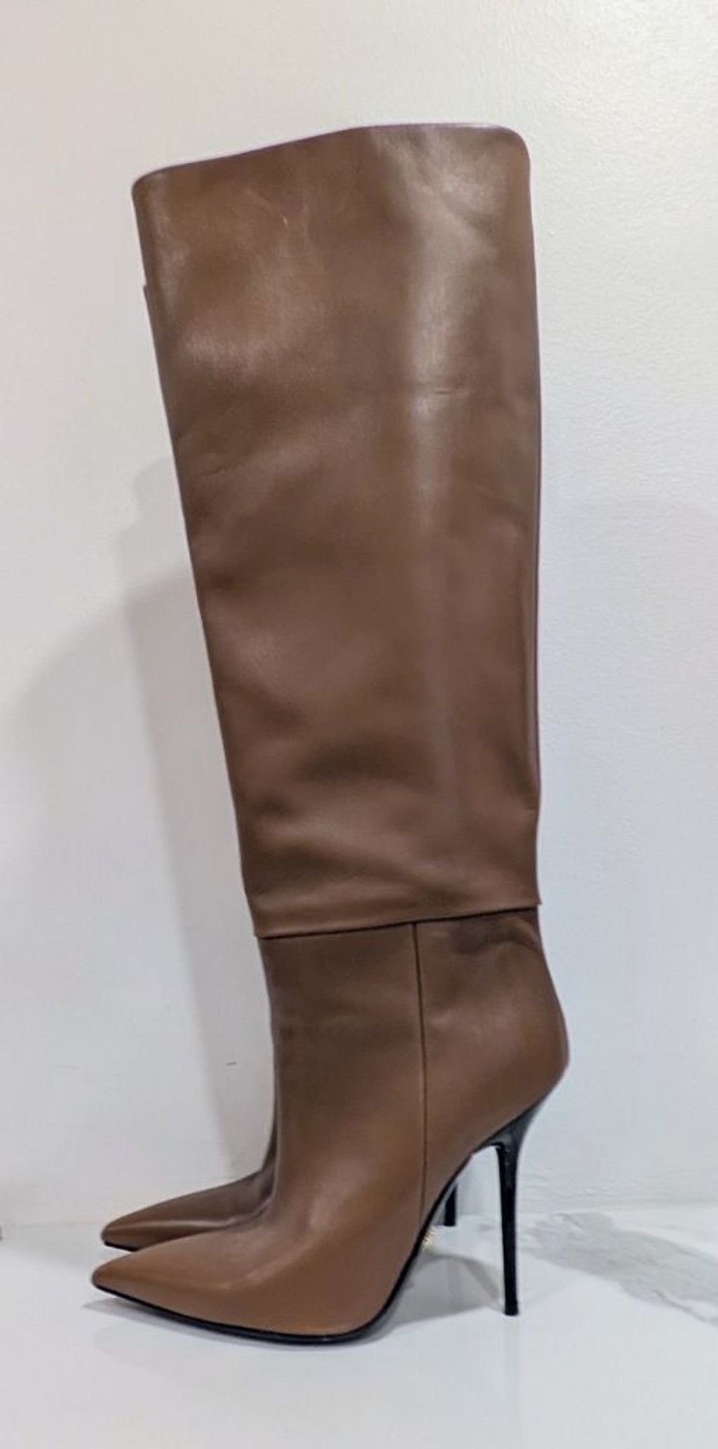Versace Versace Brown Knee-High Leather Stiletto Boots Size 8.5 Size US 8.5 / IT 38.5 - 5 Thumbnail