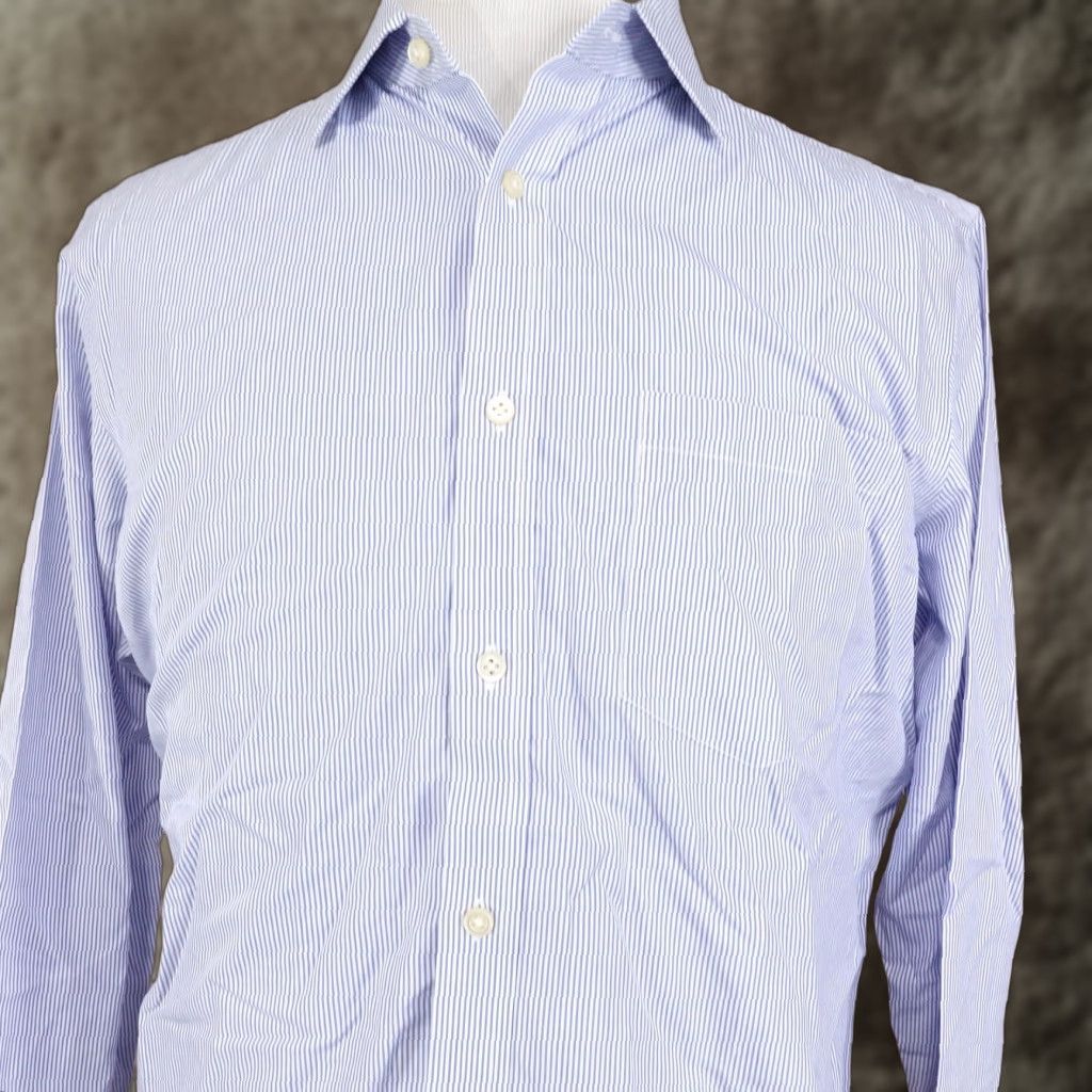 Banana Republic VINTAGE Banana Republic Men's Long Sleeve Button-Up Shirt Size L Blue Striped Cotton Casual Elegant Size US L / EU 52-54 / 3 - 1 Thumbnail