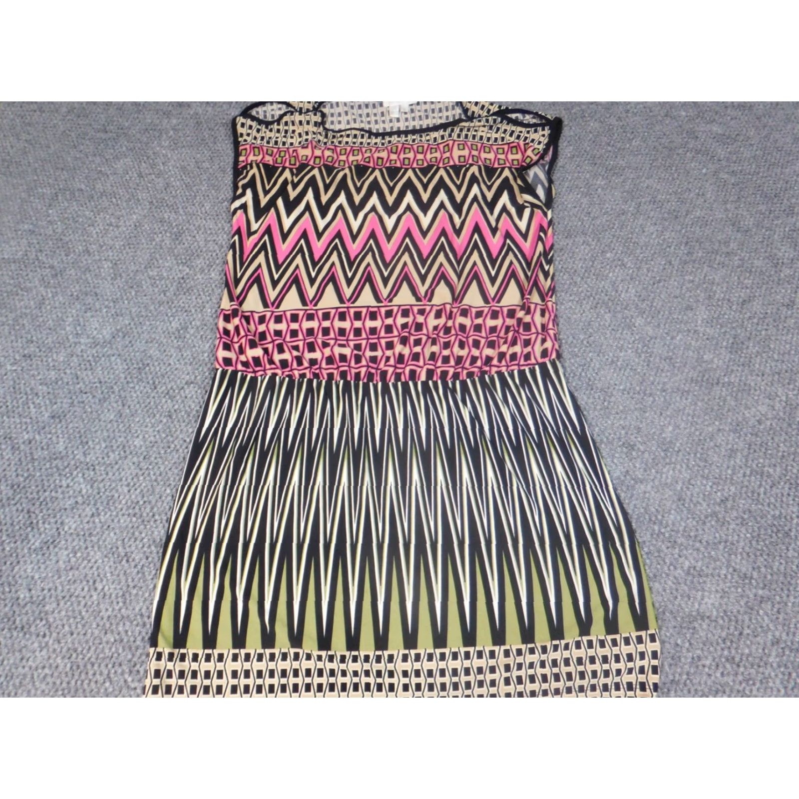 Vintage London Times Womens Dress A-Line Midi Blue 6 Polyester Knit Lined Stretch Crew Neck Puff Sleeve Casual Summer Size M / US 6-8 / IT 42-44 - 2 Thumbnail
