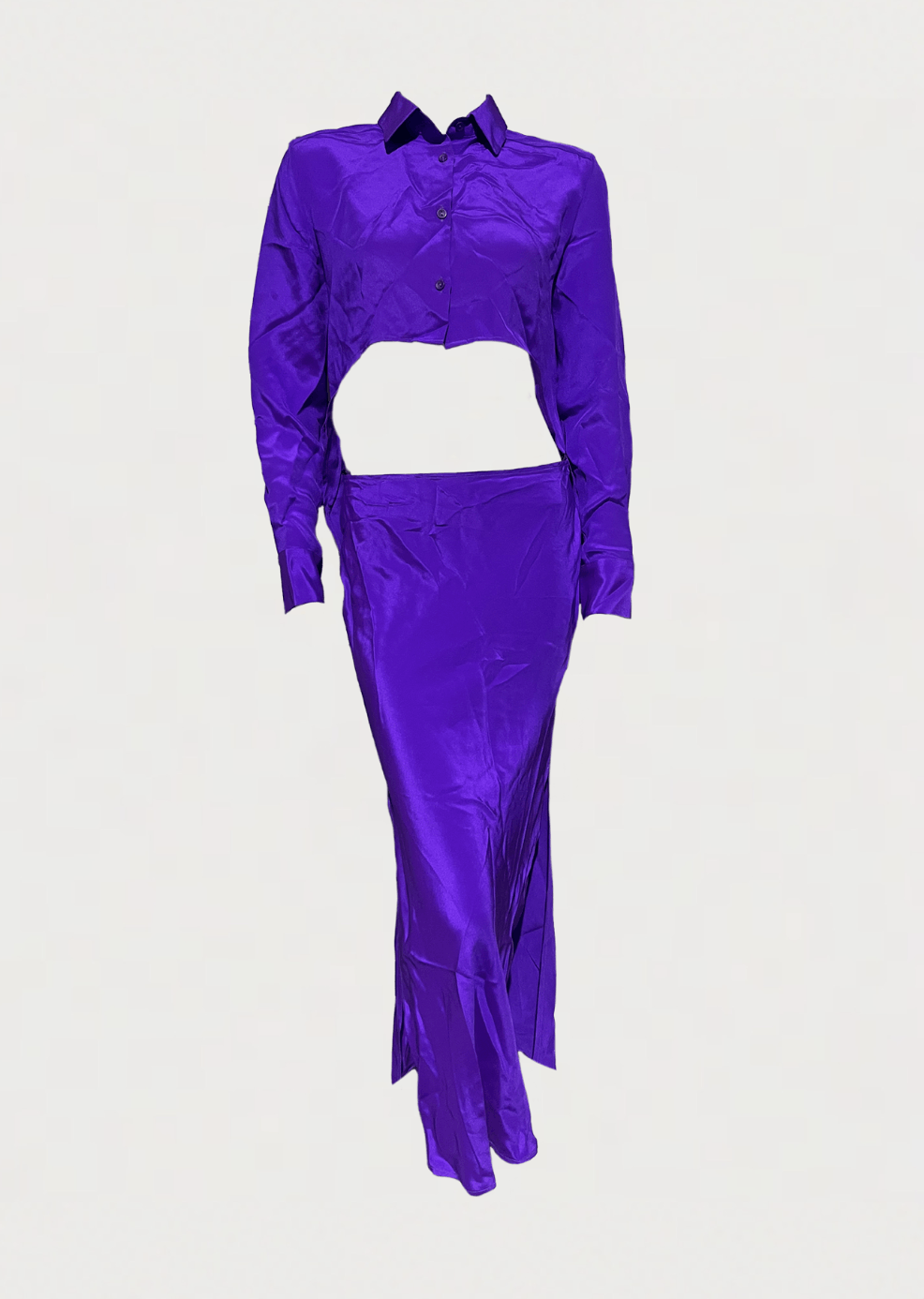 Arced Button Up Slim Dress