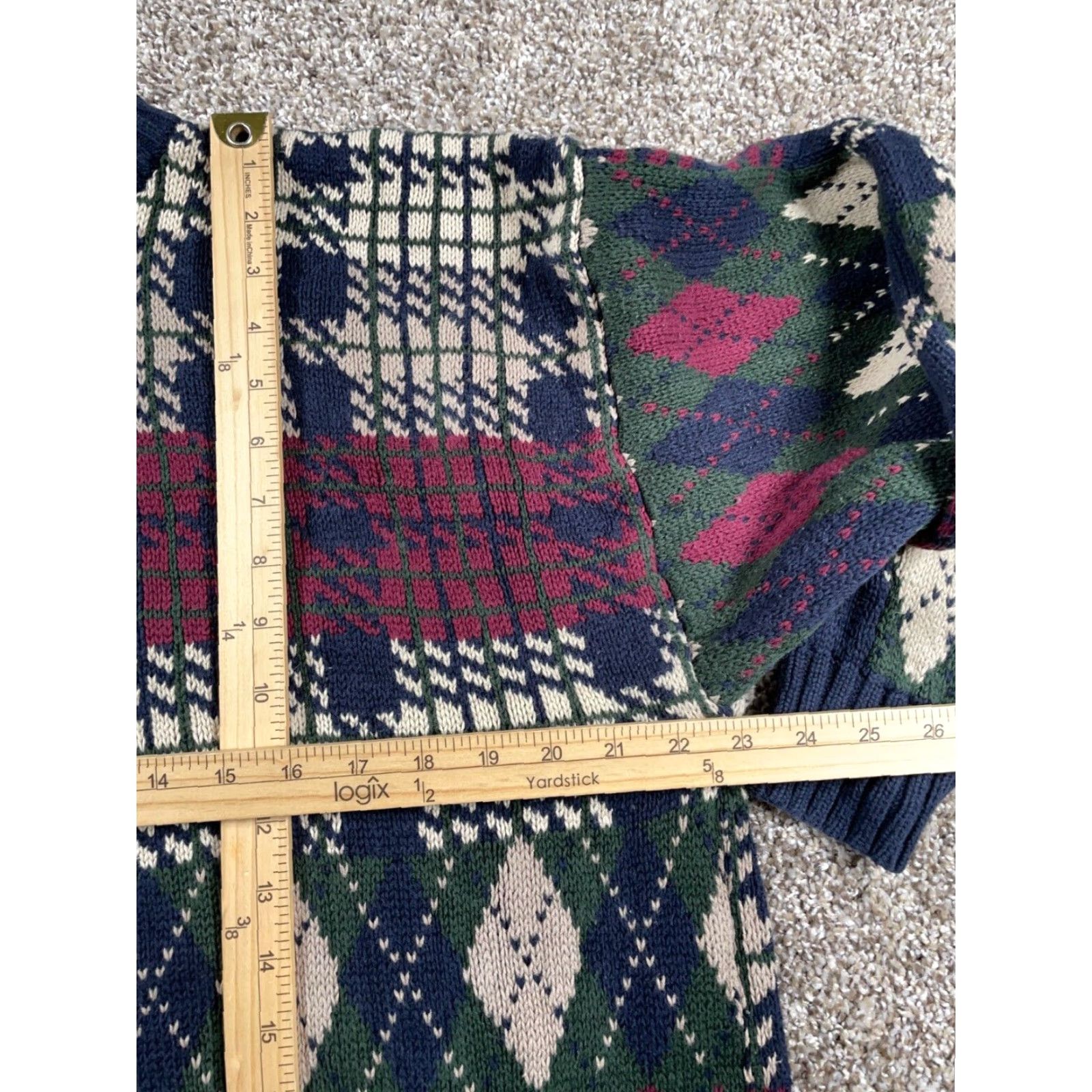 Vintage VINTAGE Woods & Gray Men's XL Sweater Chunky Knit Pullover Casual Blue Plaid Cotton Winter Size US XL / EU 56 / 4 - 6 Thumbnail