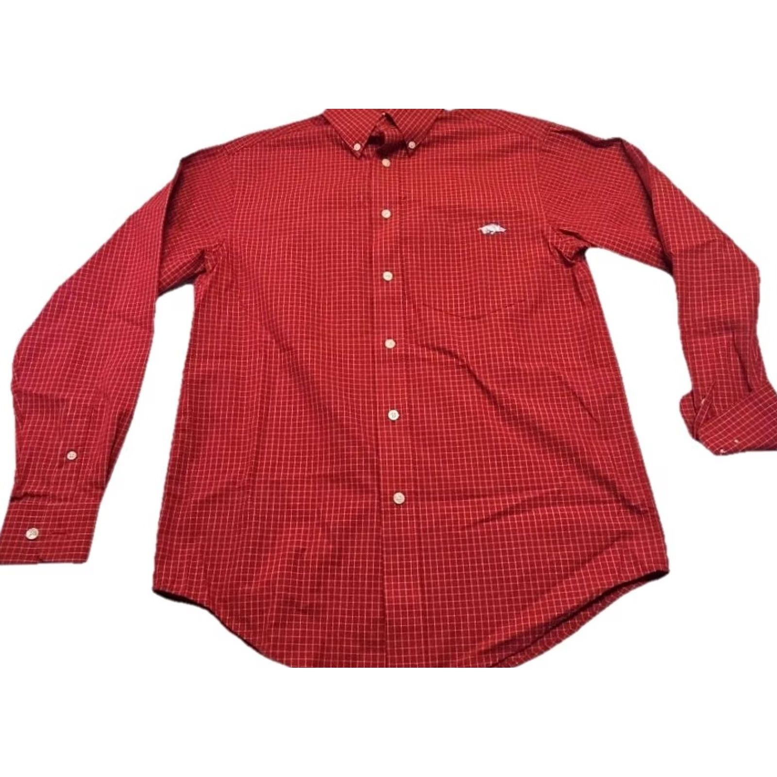 Vintage Razorback Collection Dress Shirt Men XL Red 100% Cotton Non-Iron Pinpoint Long Sleeve Mens Size 46R - 2 Thumbnail